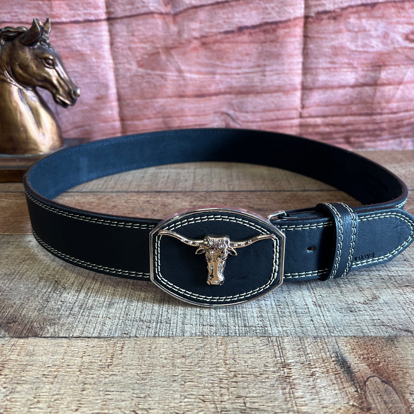 Men's Western Cowboy Genuine Cowhide Leather Belt with Square Metallic Buckle- Cinto vaquero Premium Hebilla Metalica Toro Diamante
