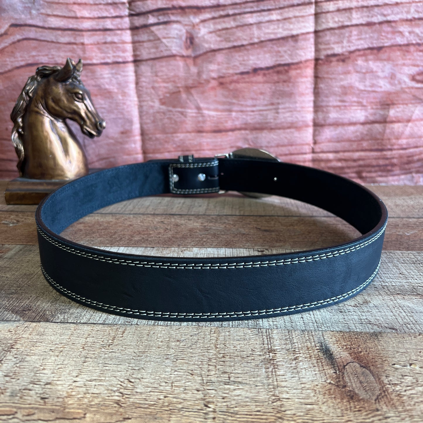 Men's Western Cowboy Genuine Cowhide Leather Belt with Square Metallic Buckle- Cinto vaquero Premium Hebilla Metalica Toro Diamante