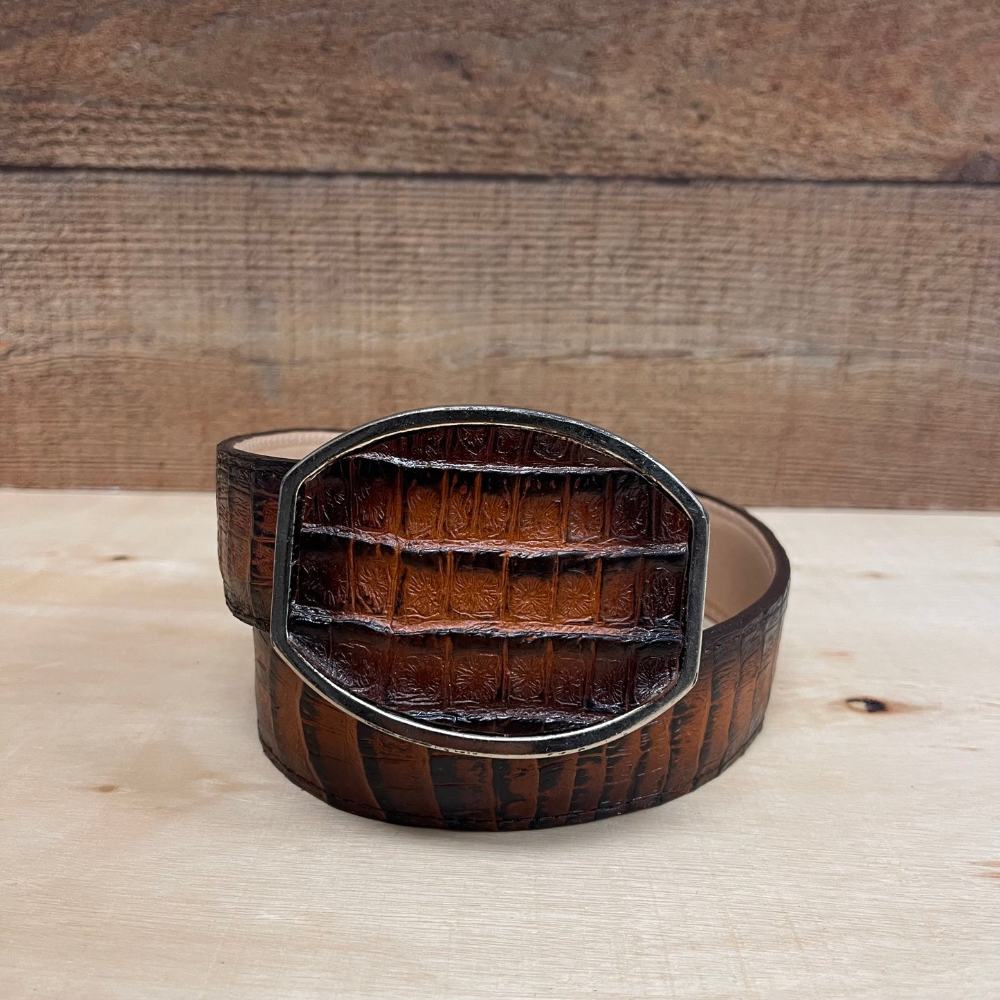 Men's Western Cowboy Genuine Cow Leather Cayman Belt with Square Buckle Cinto Cayman Hebilla Cuadrada