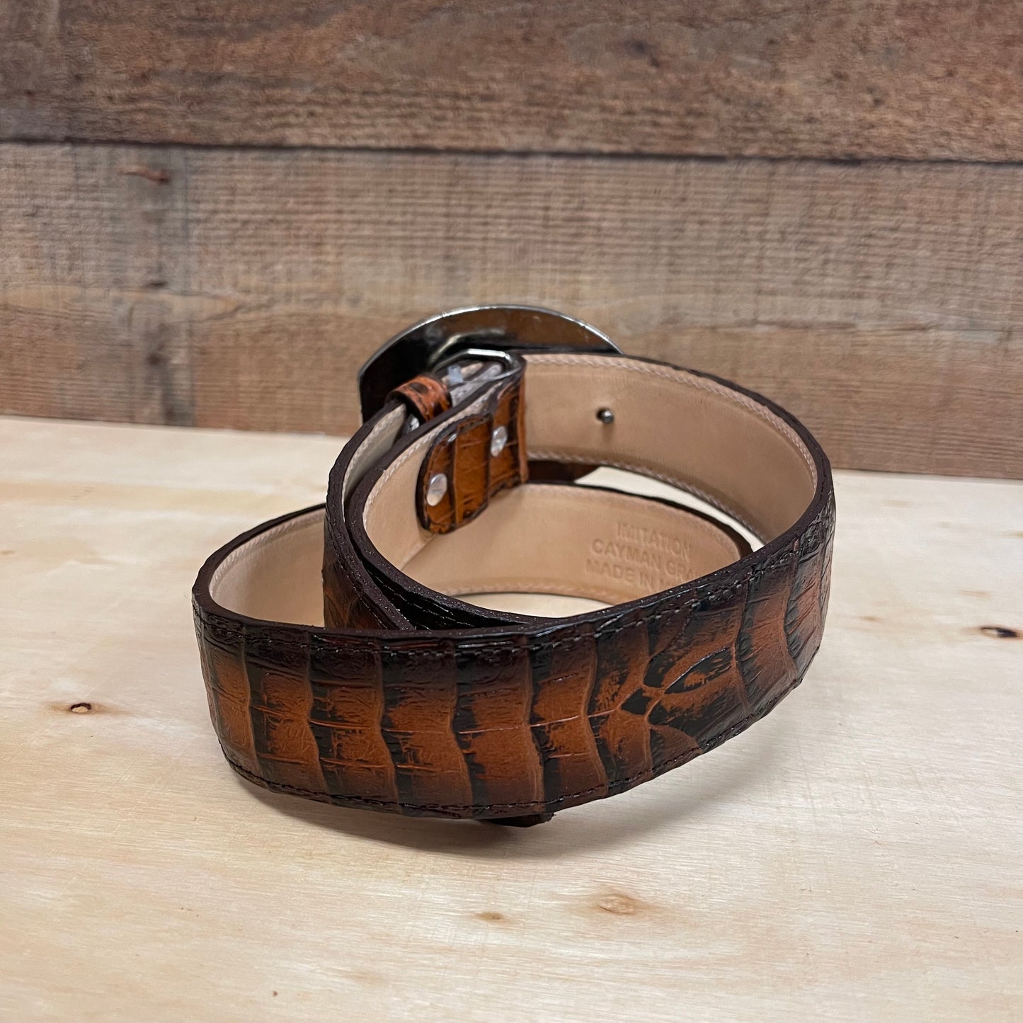 Men's Western Cowboy Genuine Cow Leather Cayman Belt with Square Buckle Cinto Cayman Hebilla Cuadrada