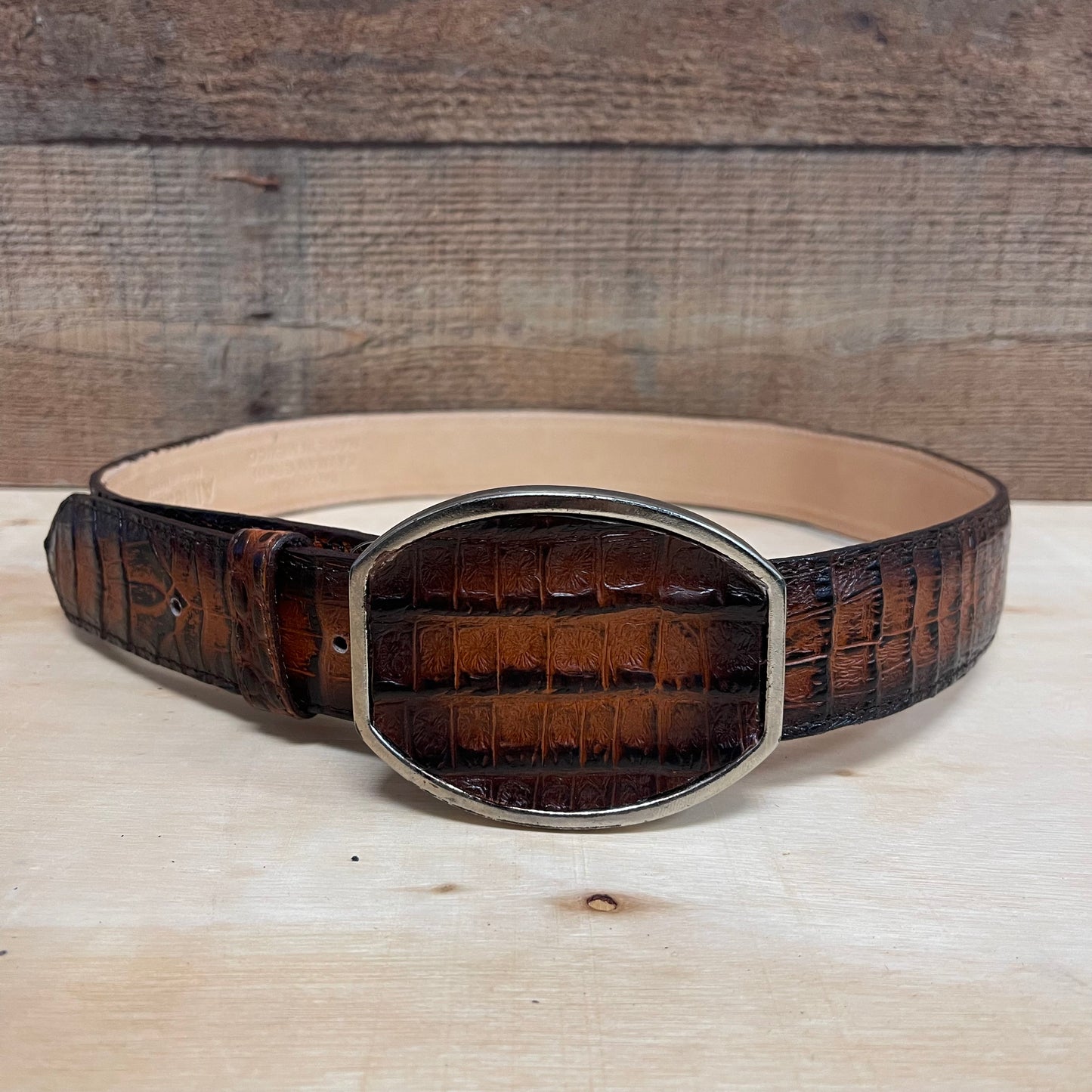 Men's Western Cowboy Genuine Cow Leather Cayman Belt with Square Buckle Cinto Cayman Hebilla Cuadrada