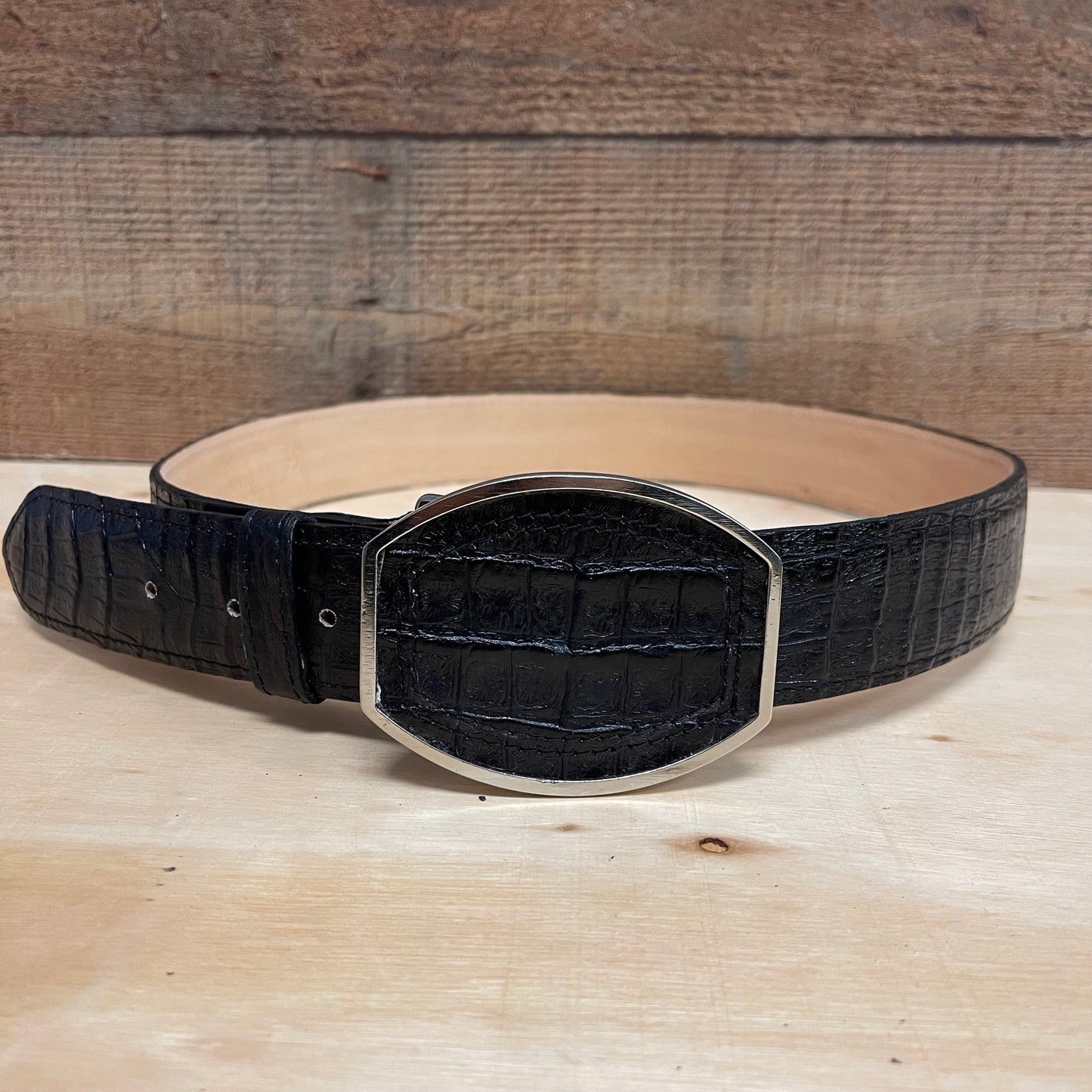 Men's Western Cowboy Genuine Cow Leather Cayman Belt with Square Buckle Cinto Cayman Hebilla Cuadrada