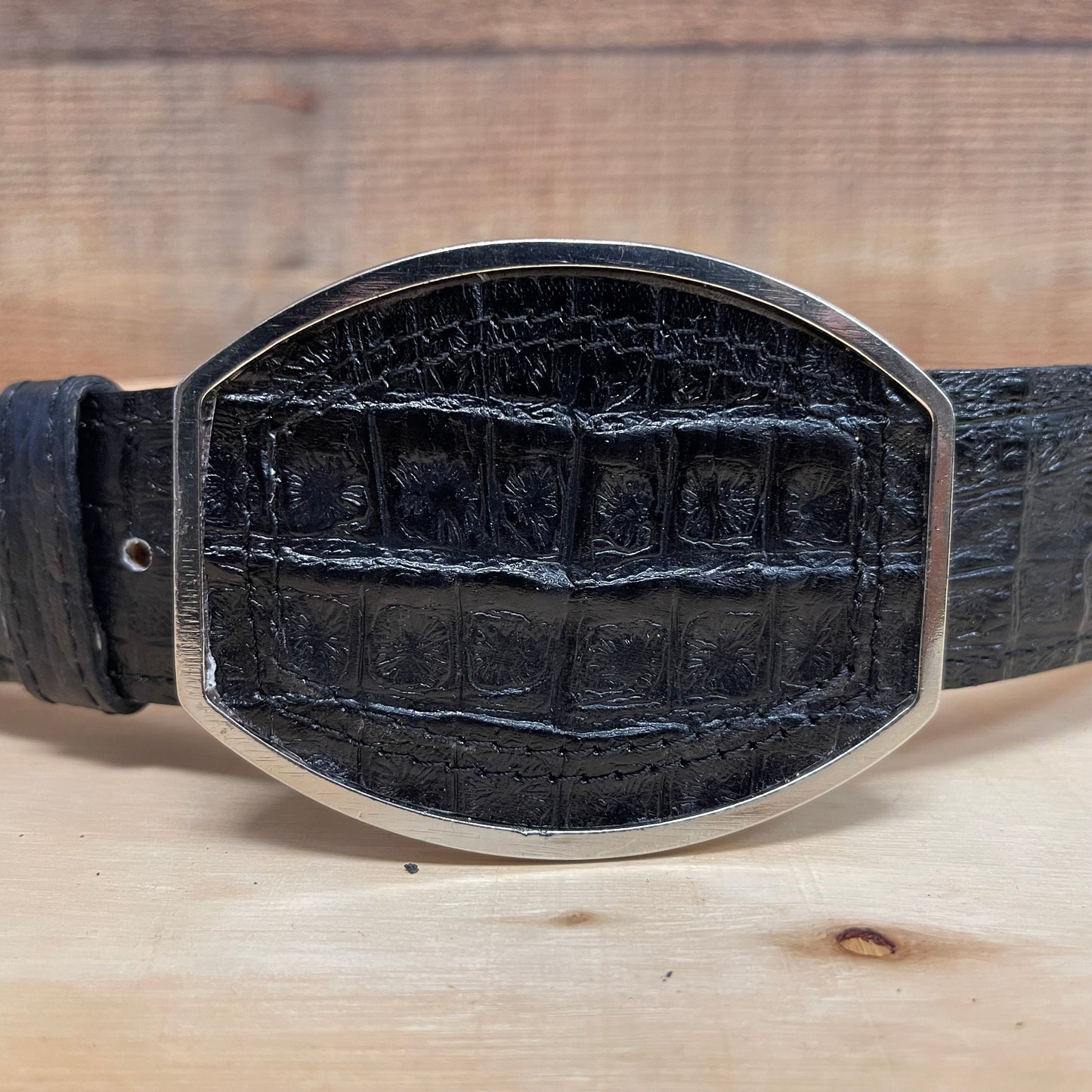 Men's Western Cowboy Genuine Cow Leather Cayman Belt with Square Buckle Cinto Cayman Hebilla Cuadrada