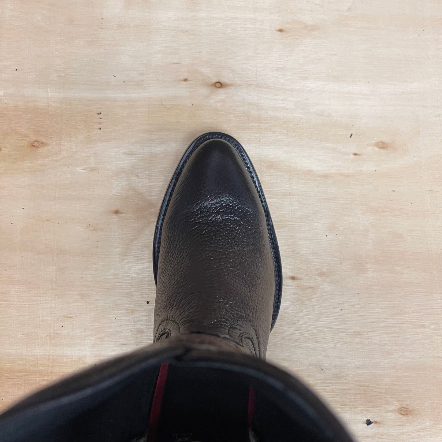 Men's Leather Cowboy Western Brown American Deer Leather Pull On Round Toe Boots Est.492