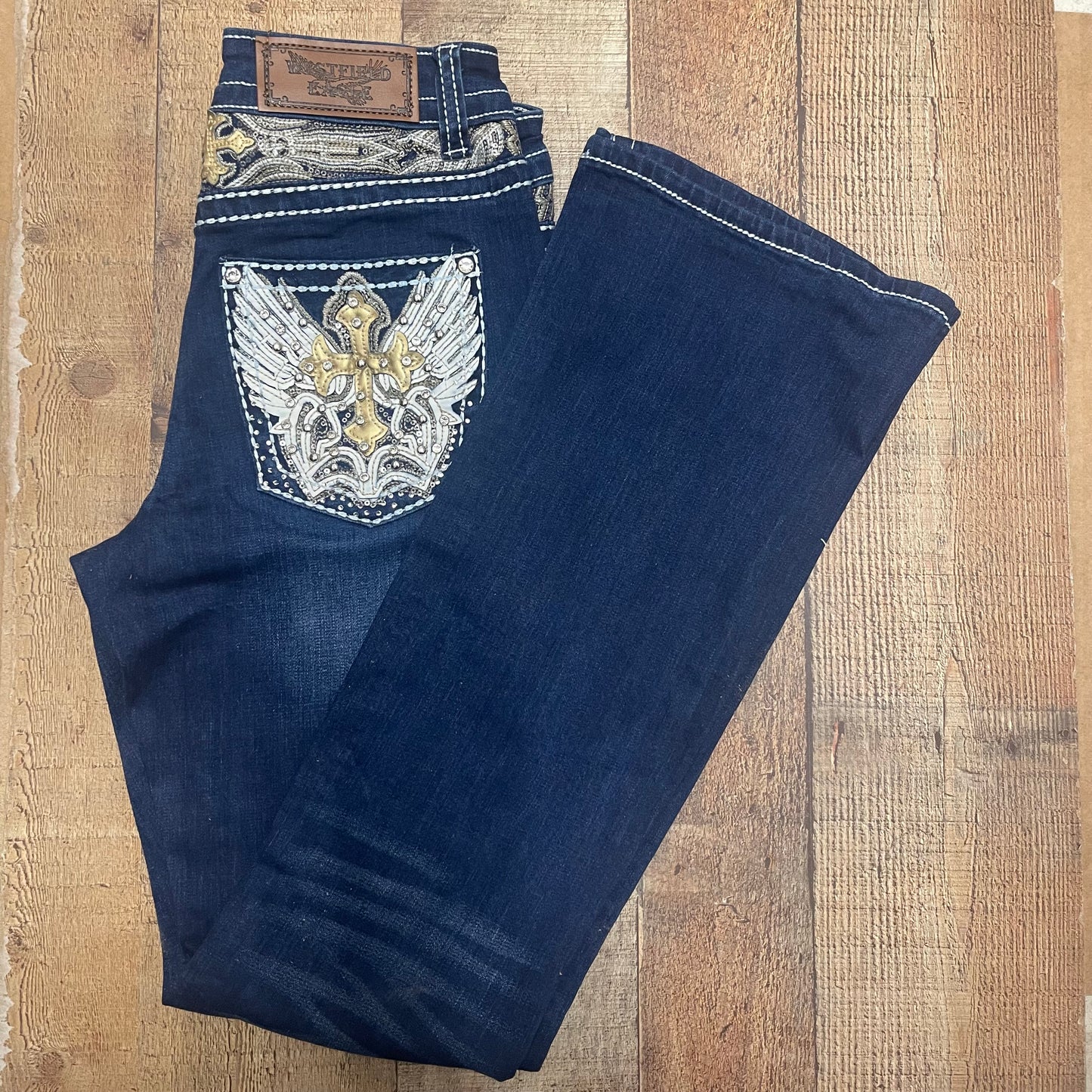 Women's Cowgirl Western Blue Jeans Pantalón Dama Jean Corte Vaquero