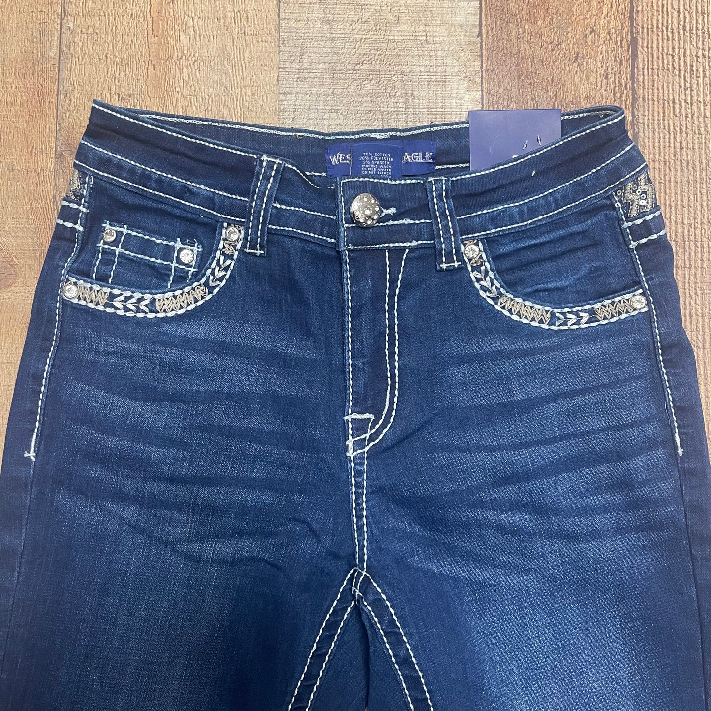 Women's Cowgirl Western Blue Jeans Pantalón Dama Jean Corte Vaquero