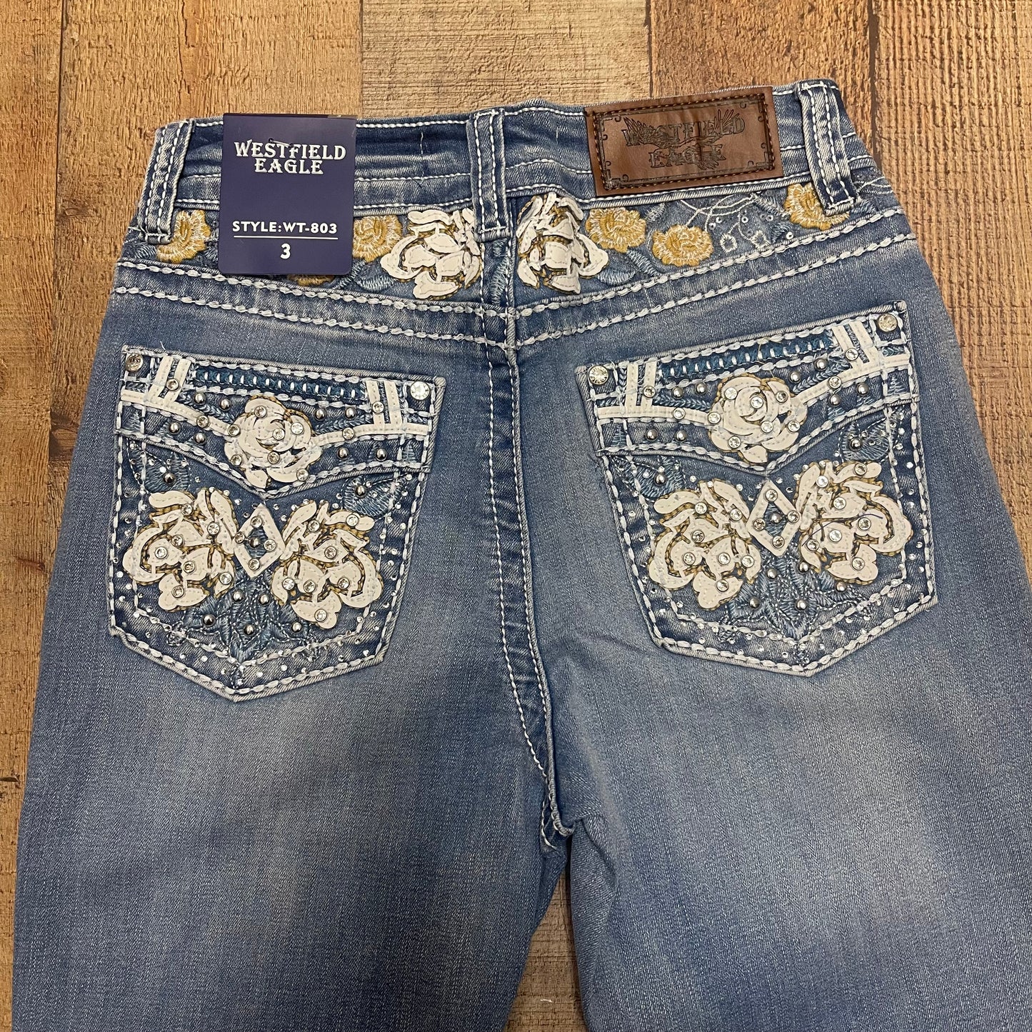 Women's Cowgirl Western Light Blue Jeans Pantalón Dama Mezclilla Corte Vaquero