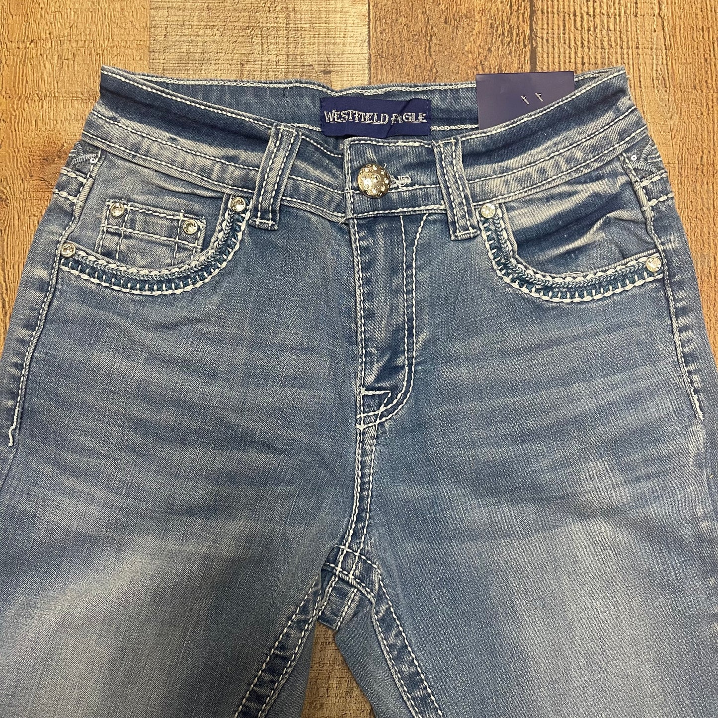 Women's Cowgirl Western Light Blue Jeans Pantalón Dama Mezclilla Corte Vaquero