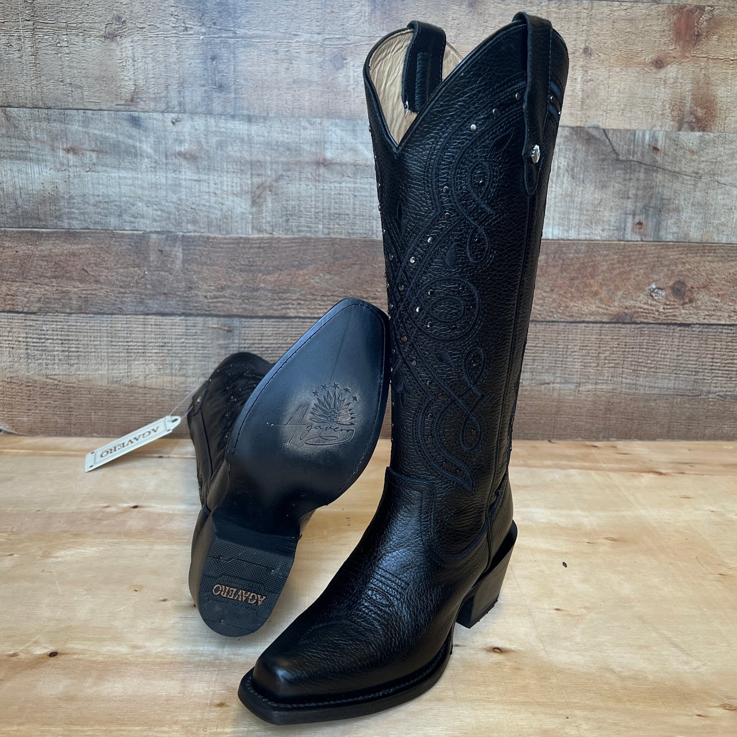 Botas vaqueras de rodeo para mujer, botas de cuero genuino con punta recortada, aprox. 404