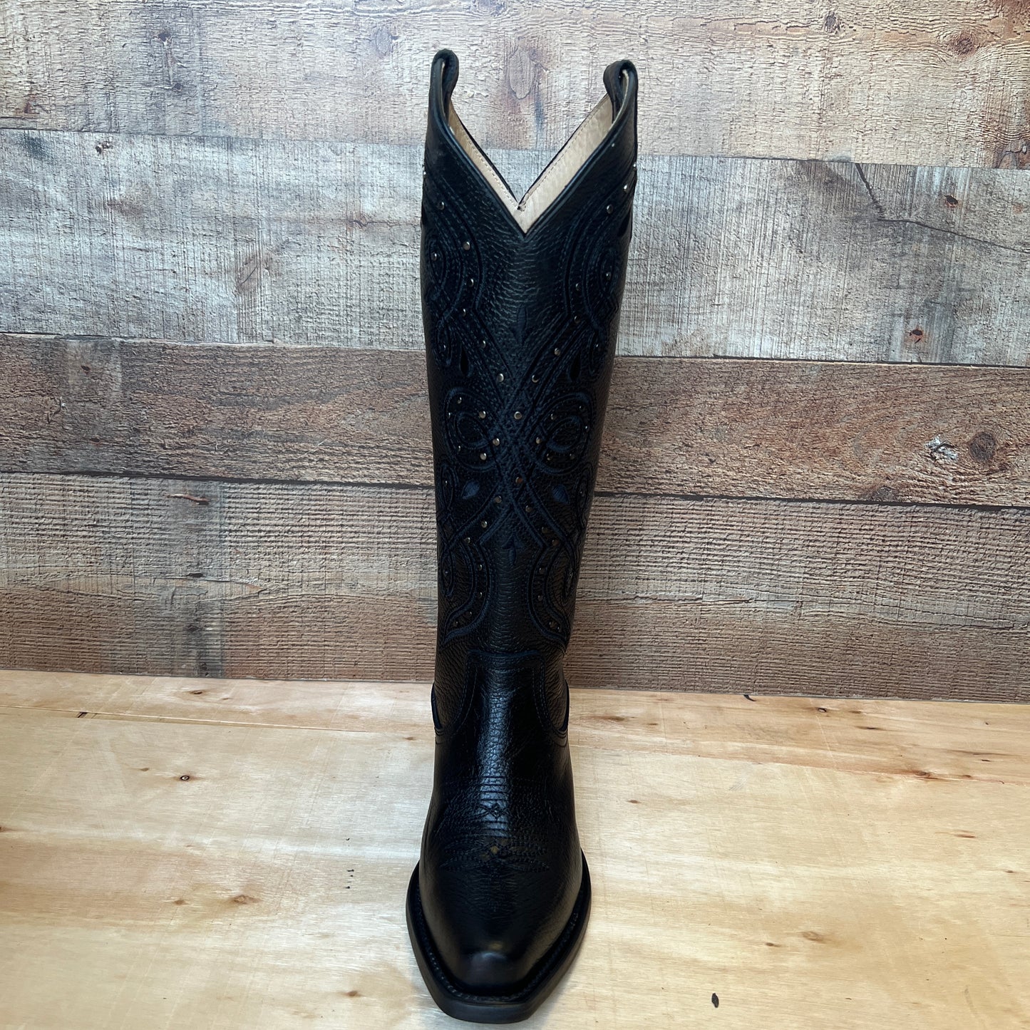 Botas vaqueras de rodeo para mujer, botas de cuero genuino con punta recortada, aprox. 404