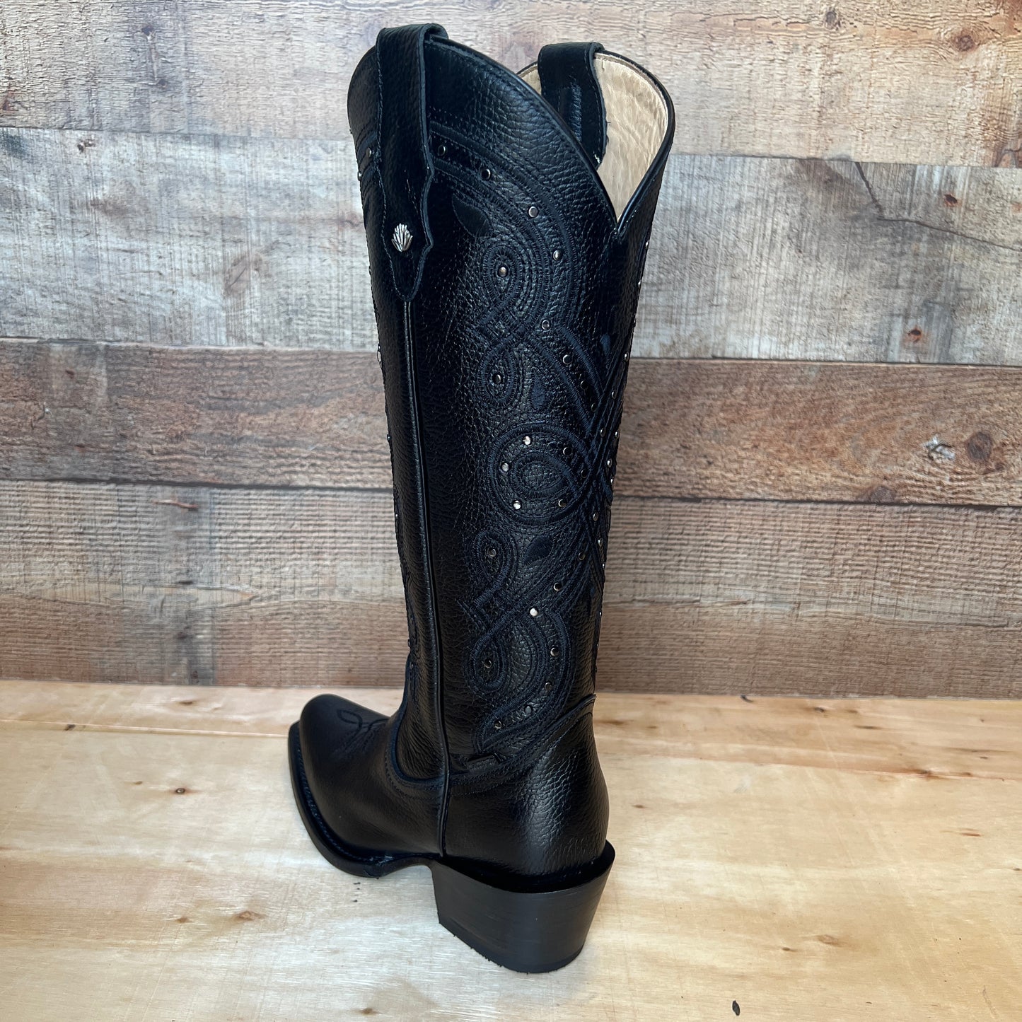 Botas vaqueras de rodeo para mujer, botas de cuero genuino con punta recortada, aprox. 404