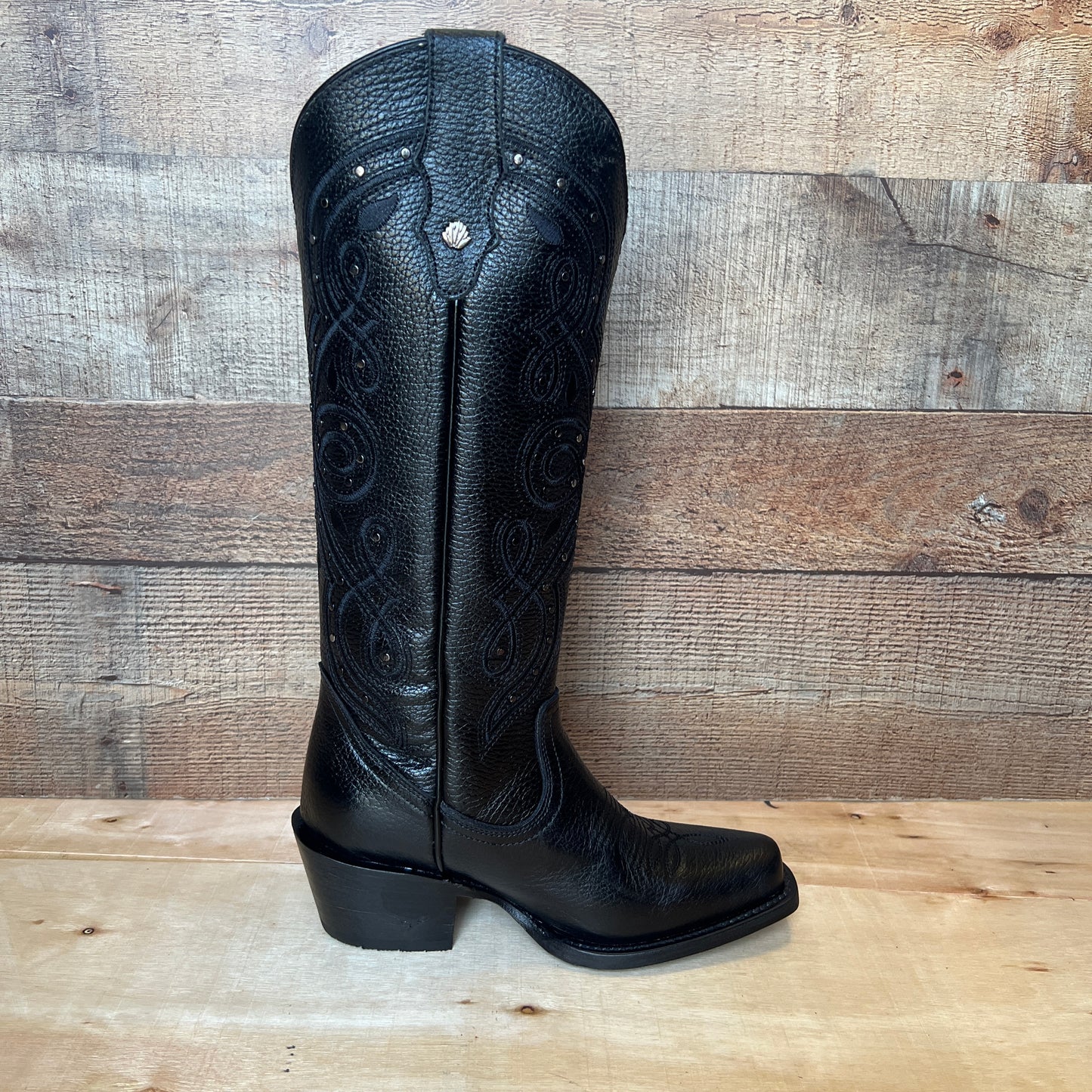 Botas vaqueras de rodeo para mujer, botas de cuero genuino con punta recortada, aprox. 404