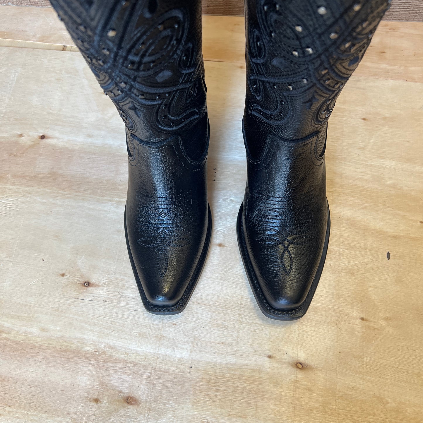 Botas vaqueras de rodeo para mujer, botas de cuero genuino con punta recortada, aprox. 404