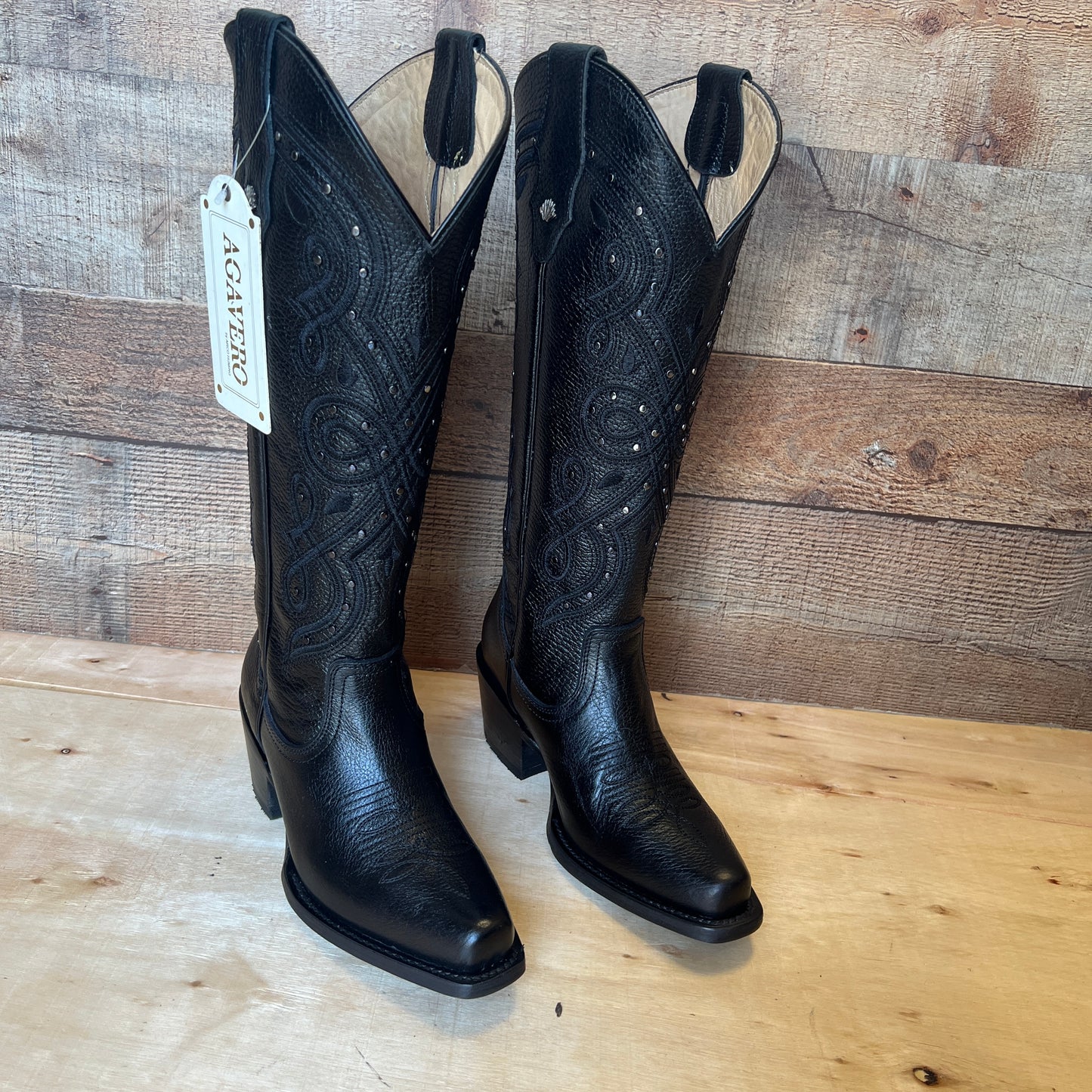 Botas vaqueras de rodeo para mujer, botas de cuero genuino con punta recortada, aprox. 404