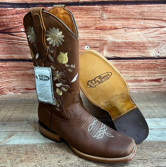Women's Western Rodeo Square Toe Crazy Caoba Leather Boots Est.806
