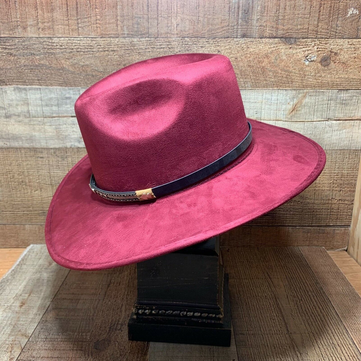 Faux Felt Western Cowboy Cowgirl Wide Indiana Hat Tall Crown Short Brim Hat Tejana Copa Alta Texana Horma Indiana