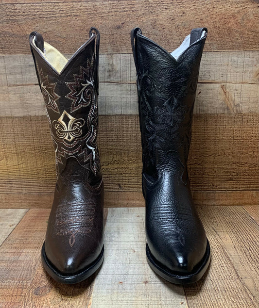 Men's Western Cowboy Genuine Leather Pointed Toe Boots  Est.099 Puntal Floter Con Trebol