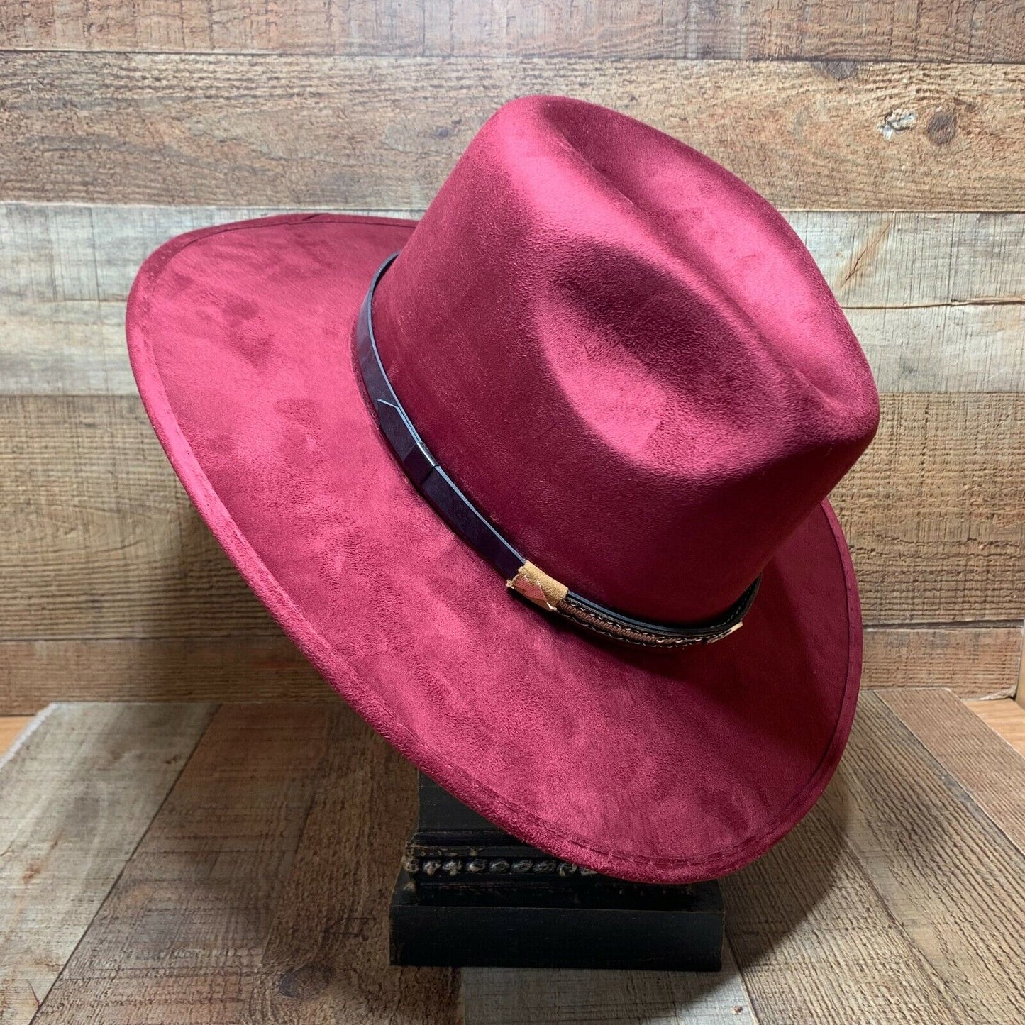 Faux Felt Western Cowboy Cowgirl Wide Indiana Hat Tall Crown Short Brim Hat Tejana Copa Alta Texana Horma Indiana