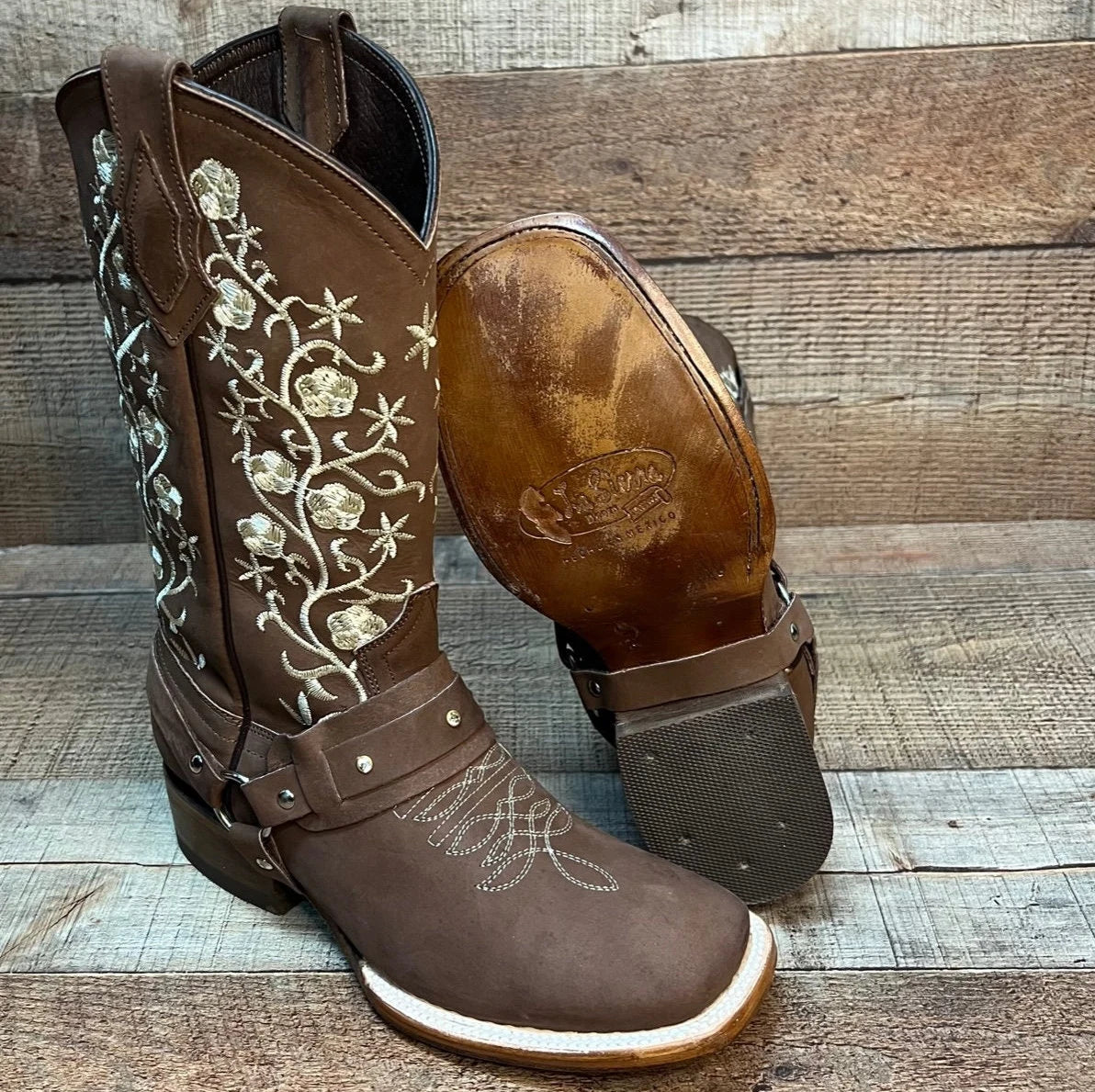 Women's Western Cowgirl Genuine Leather Boots With Detachable Harness Bota Vaquera Dama Est.101