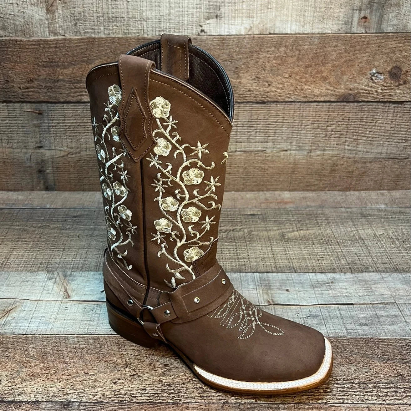 Women's Western Cowgirl Genuine Leather Boots With Detachable Harness Bota Vaquera Dama Est.101