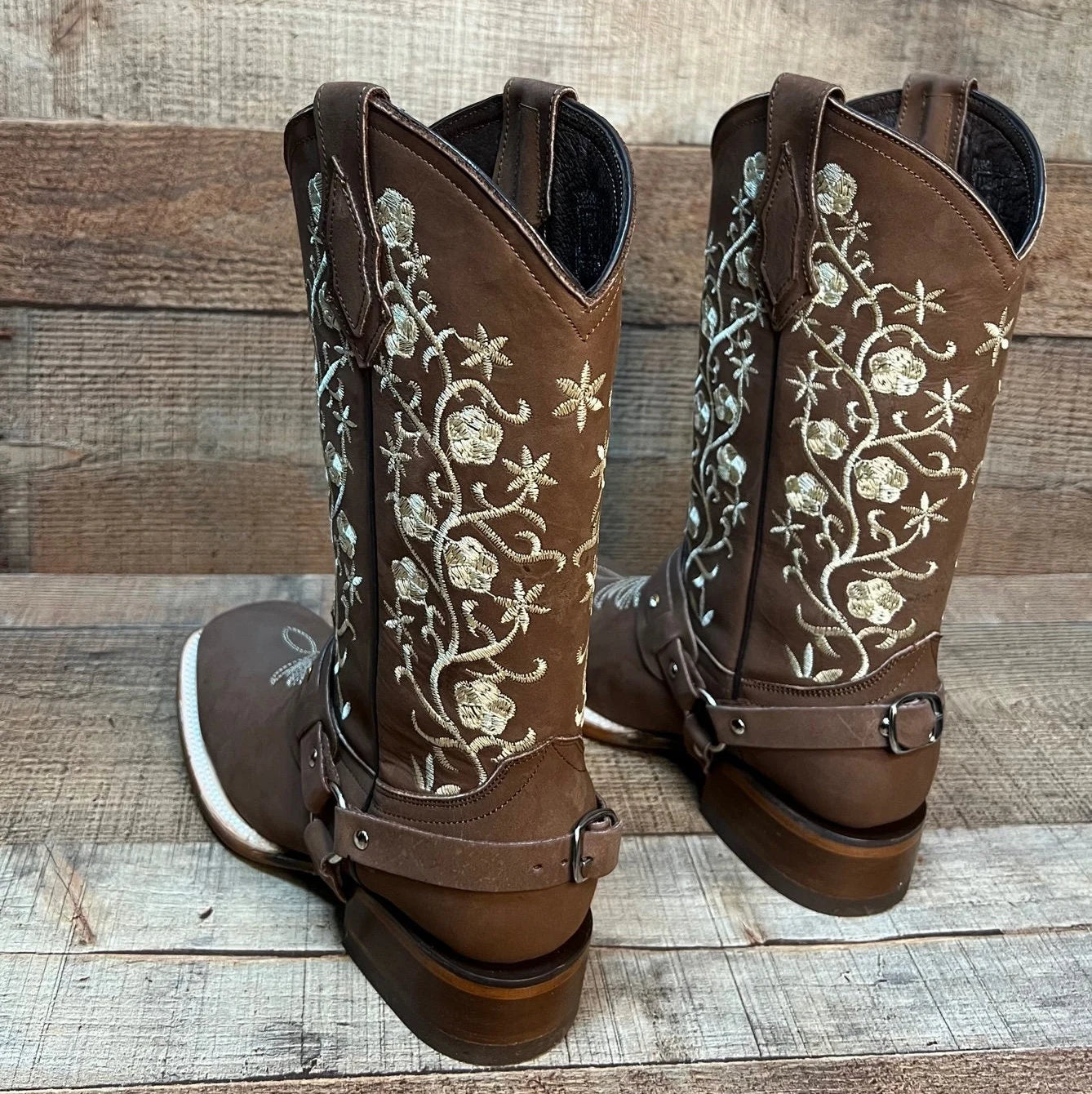 Women's Western Cowgirl Genuine Leather Boots With Detachable Harness Bota Vaquera Dama Est.101