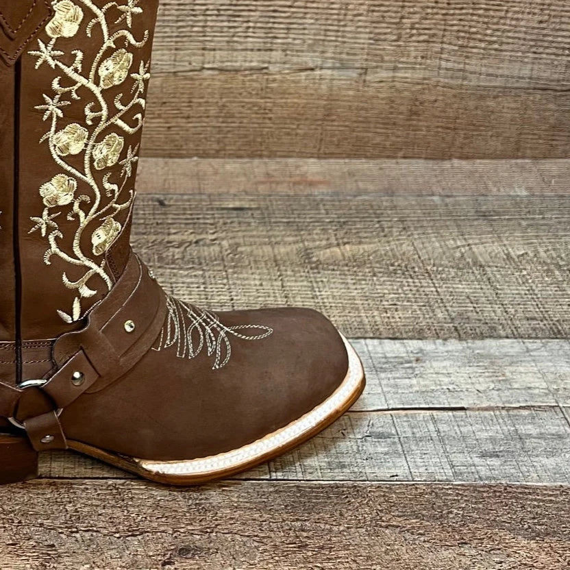 Women's Western Cowgirl Genuine Leather Boots With Detachable Harness Bota Vaquera Dama Est.101