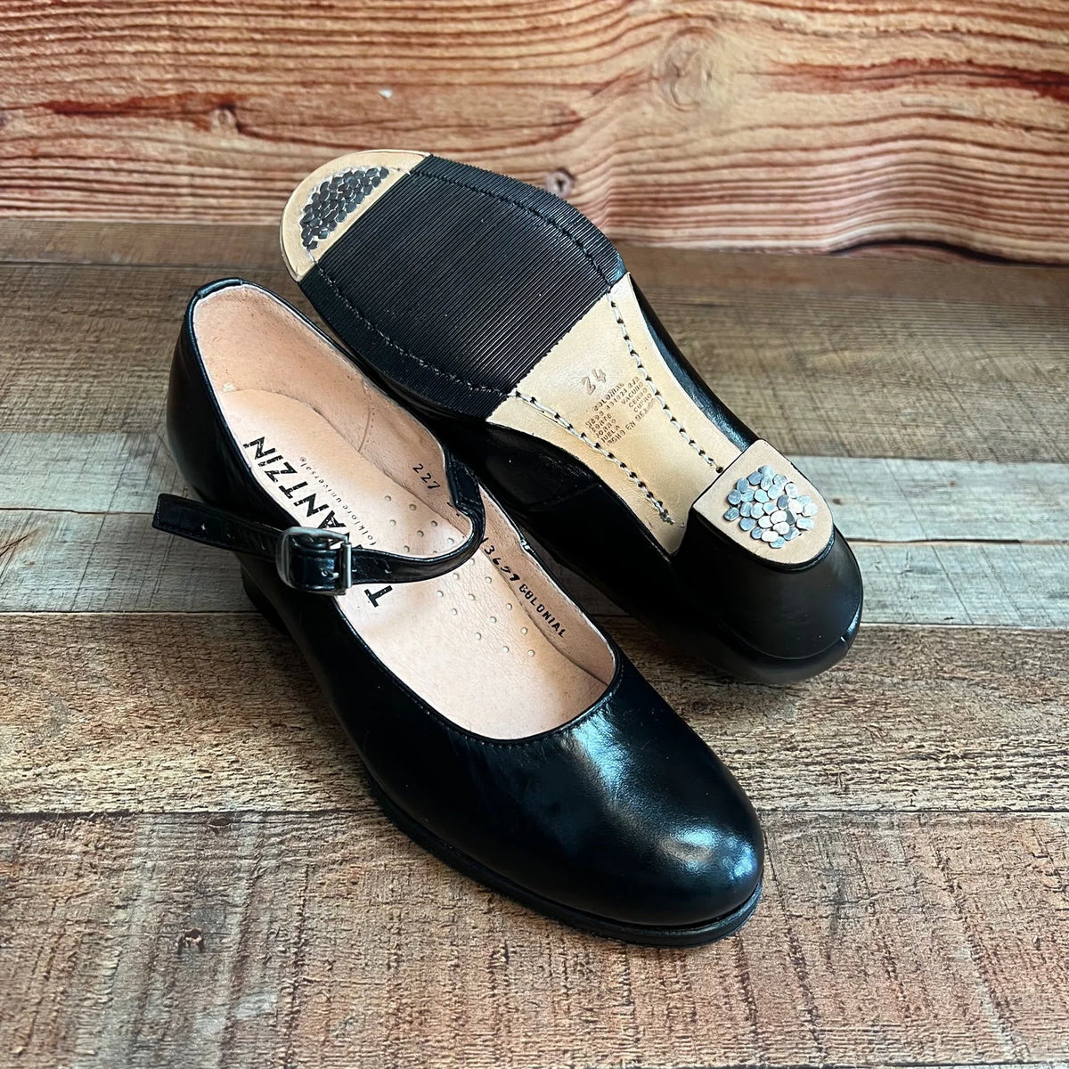 Women's Folkloric Dance Genuine Leather Black Shoes with Heels Handmade in Mexico Est.120