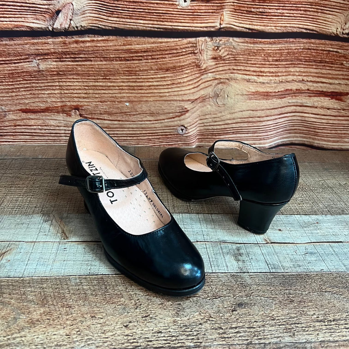 Women's Folkloric Dance Genuine Leather Black Shoes with Heels Handmade in Mexico Est.120