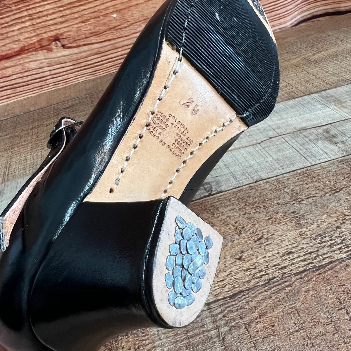 Women's Folkloric Dance Genuine Leather Black Shoes with Heels Handmade in Mexico Est.120