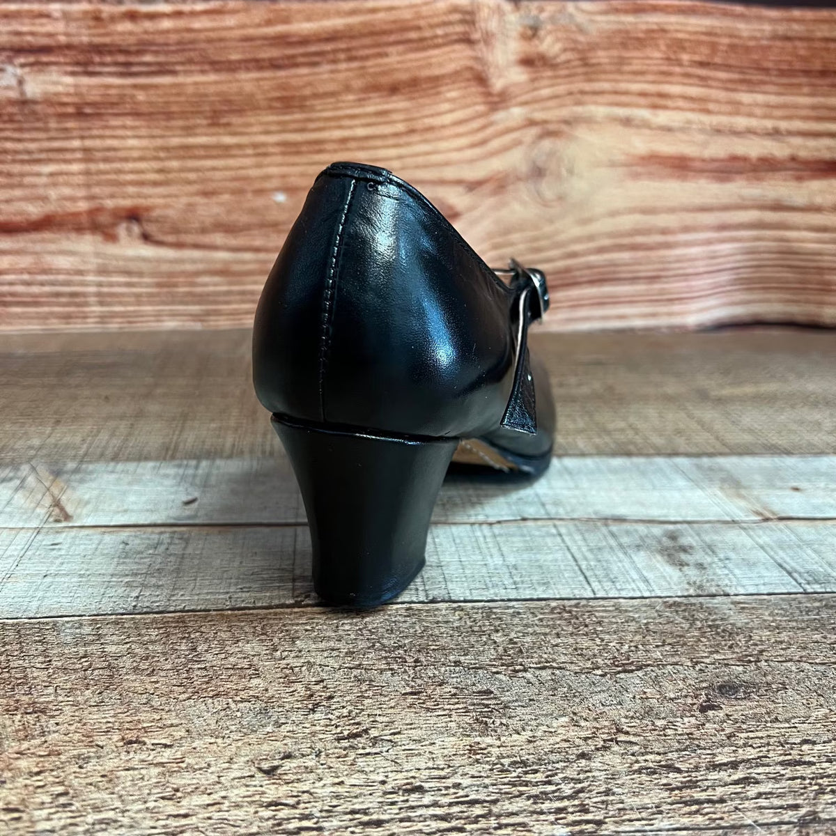 Women's Folkloric Dance Genuine Leather Black Shoes with Heels Handmade in Mexico Est.120