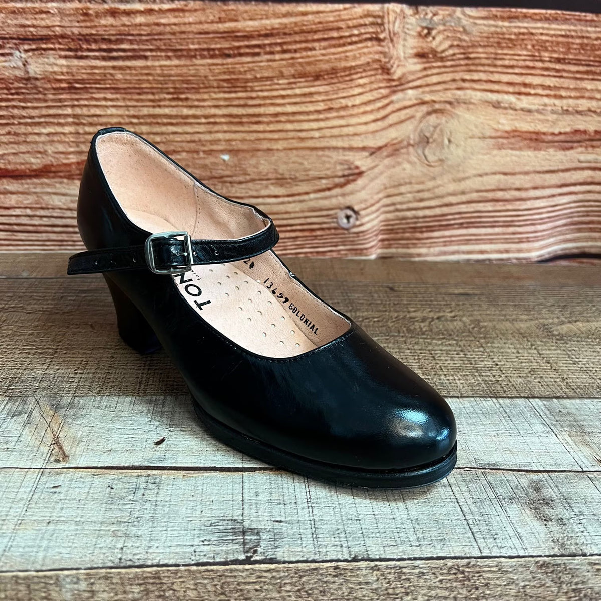 Women's Folkloric Dance Genuine Leather Black Shoes with Heels Handmade in Mexico Est.120