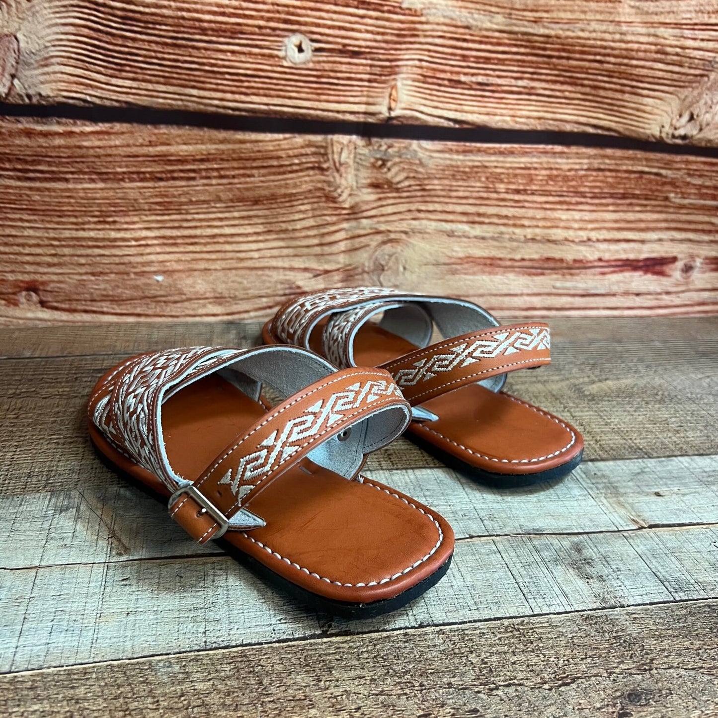 Men's Mexican Leather Cushioned Sandals Embroidery Sandal Huarache Cruzado Acojinado Bordado