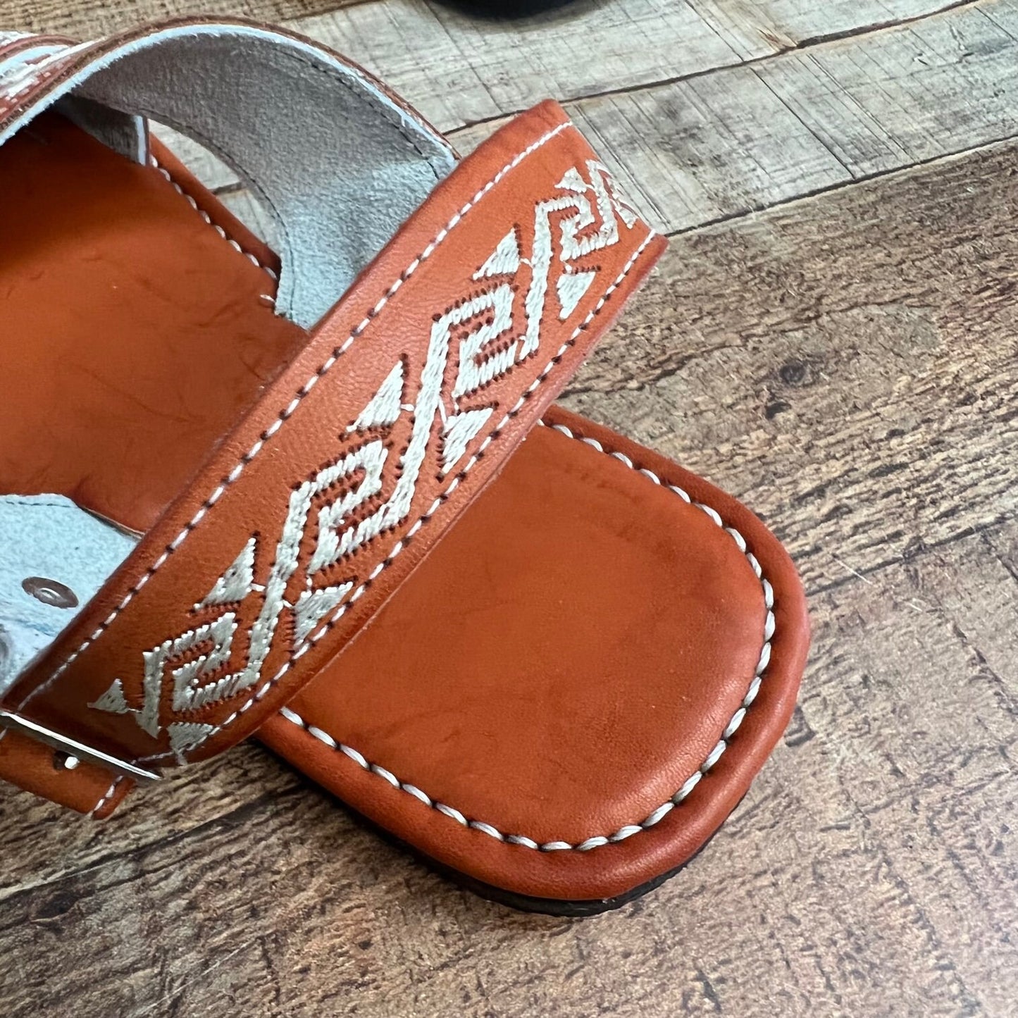 Men's Mexican Leather Cushioned Sandals Embroidery Sandal Huarache Cruzado Acojinado Bordado
