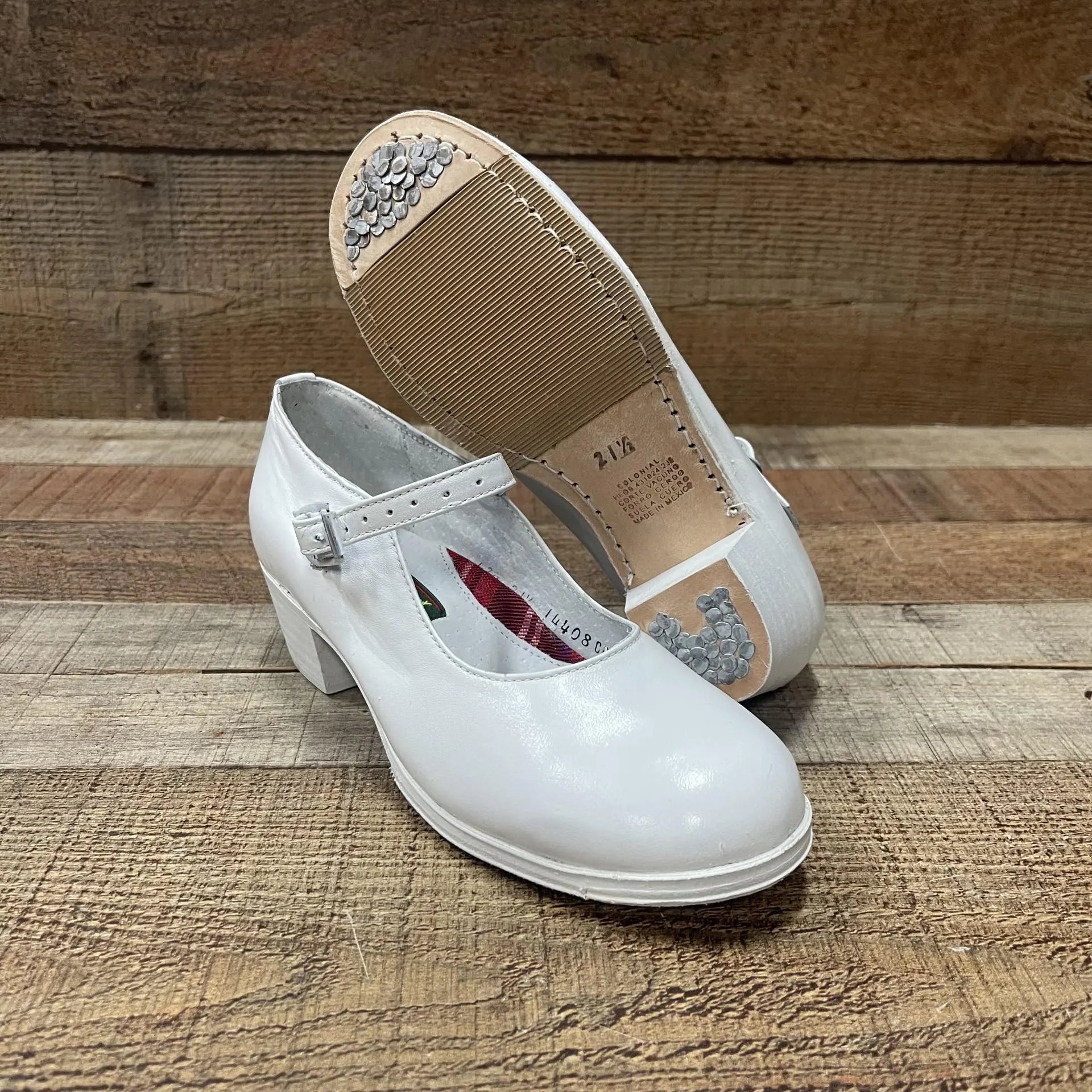 Girl's Folklorico Dance Shoes Heels Black-White Tacones Negros y Blancos  Baile Folklorico para Nina White