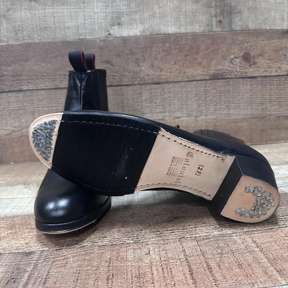 Men's Folkloric Dance Genuine Leather Black Shoes with Heels for Dancing Handmade in Mexico Est.127
