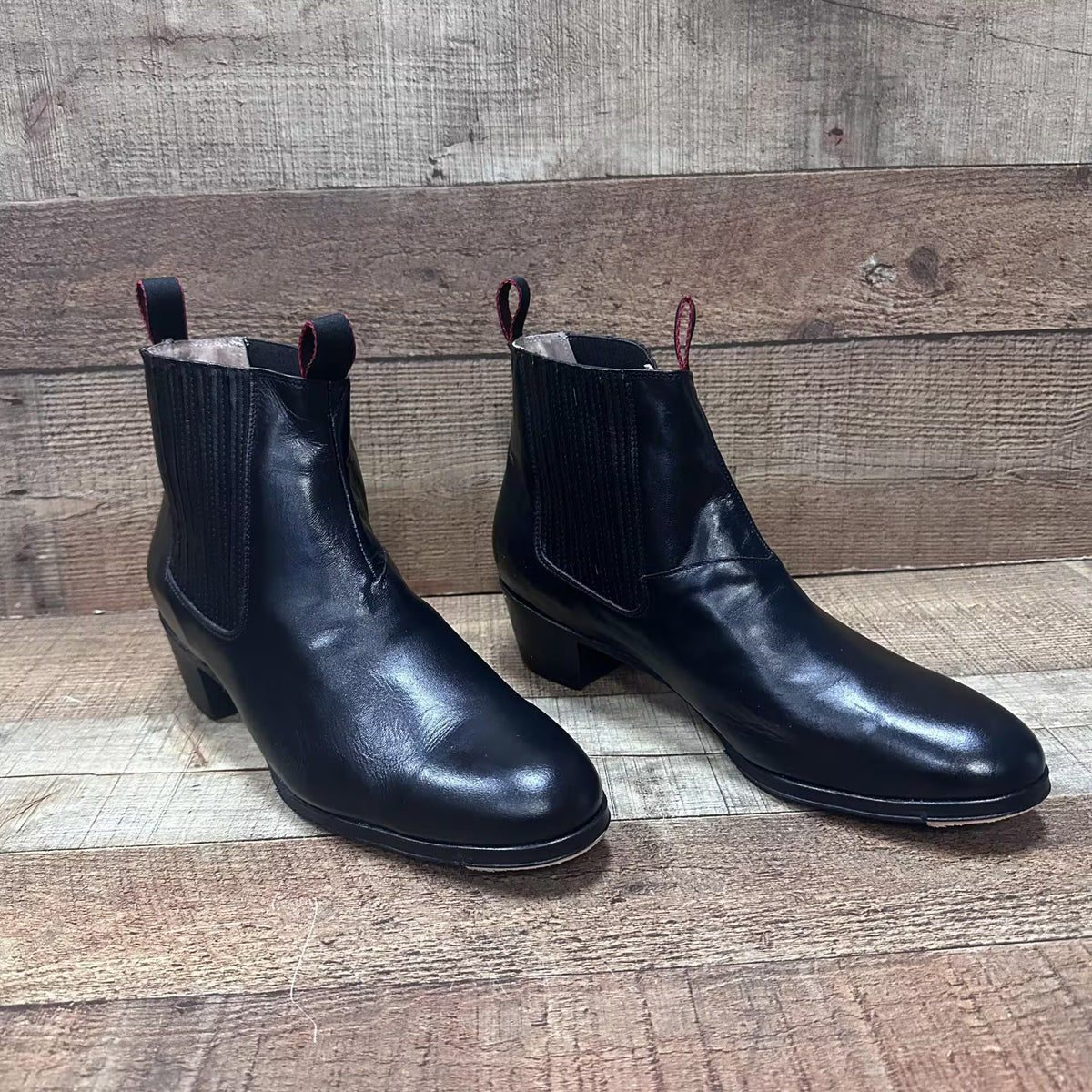 Men's Folkloric Dance Genuine Leather Black Shoes with Heels for Dancing Handmade in Mexico Est.127