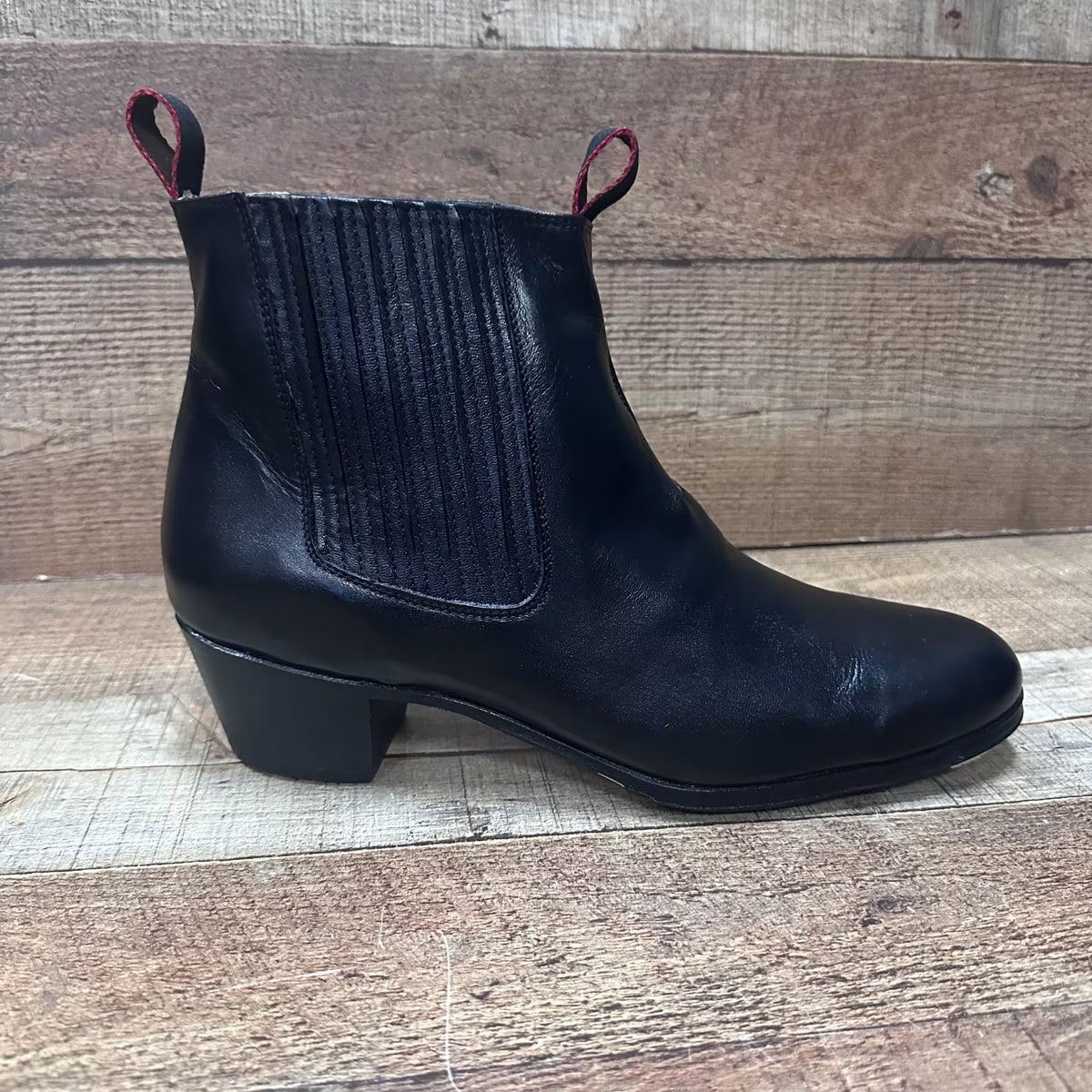 Men's Folkloric Dance Genuine Leather Black Shoes with Heels for Dancing Handmade in Mexico Est.127