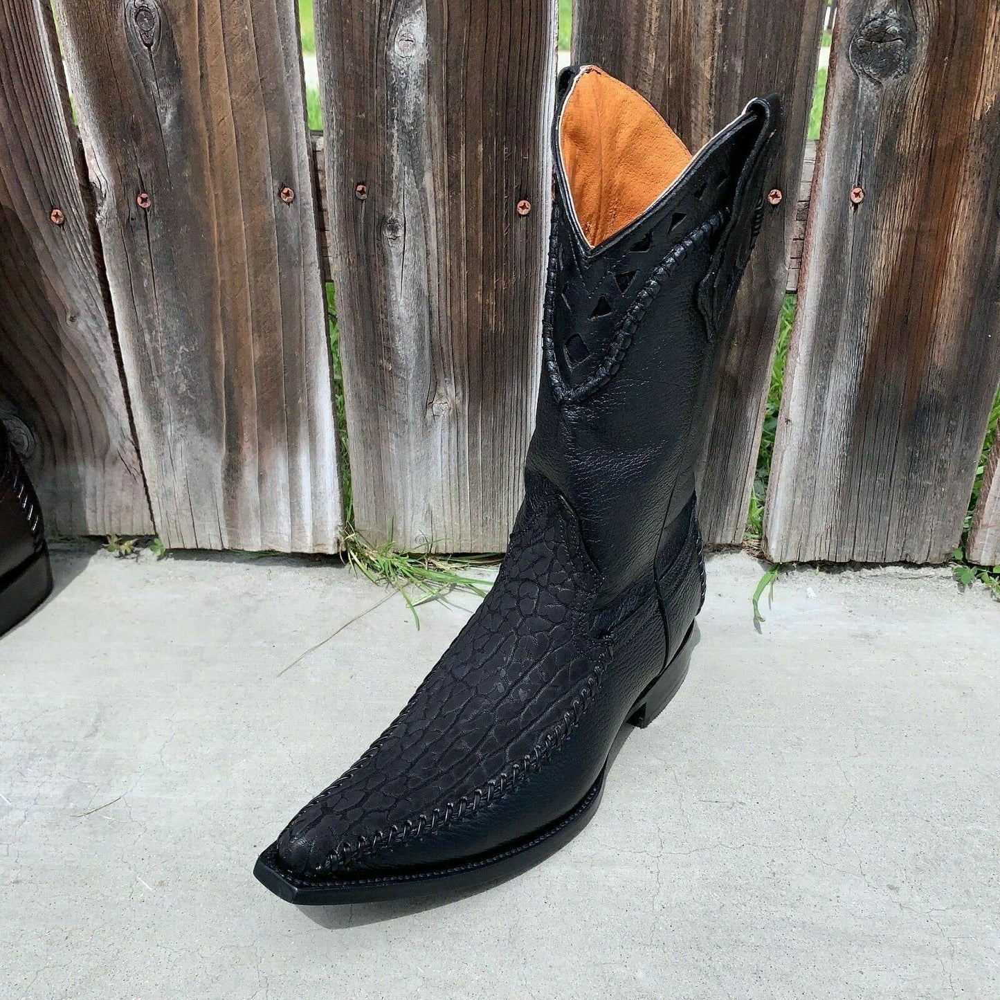 Botas vaqueras de rodeo para hombre, de piel con cuello de toro, talla 097 2X