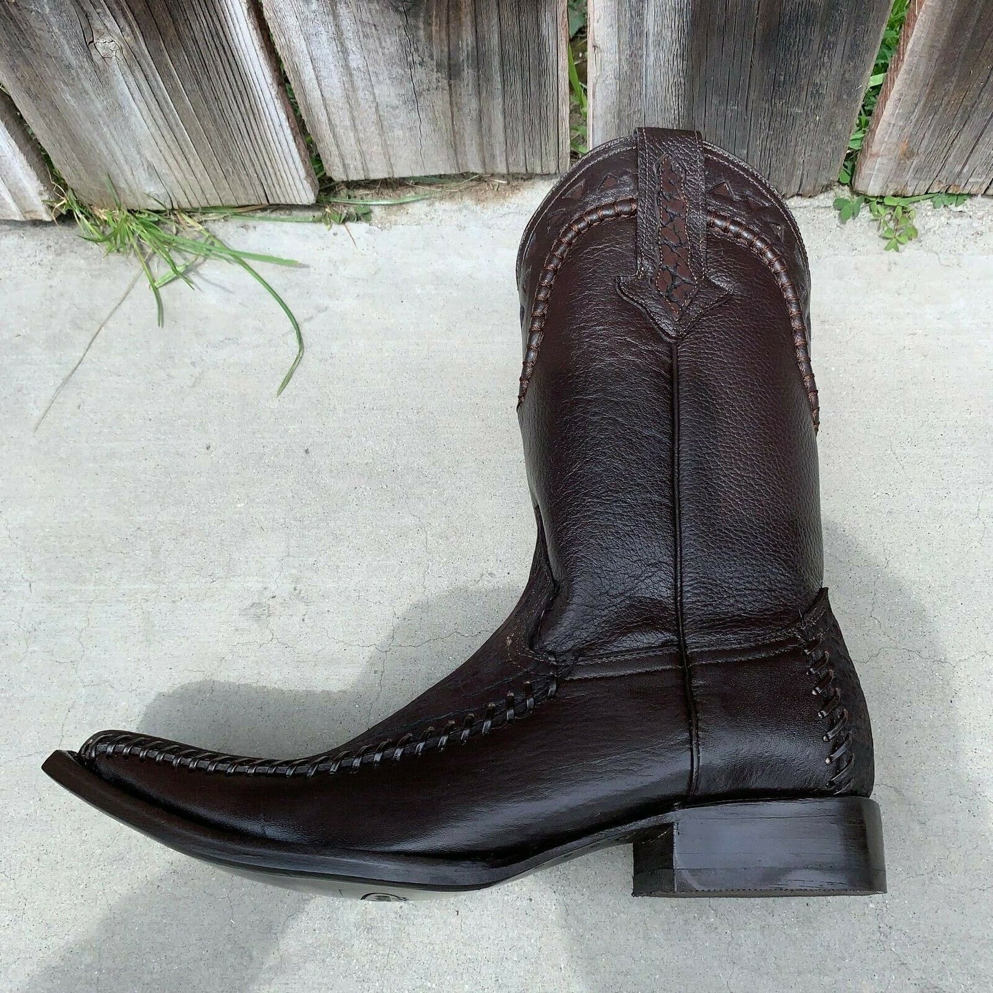 Botas vaqueras de rodeo para hombre, de piel con cuello de toro, talla 097 2X
