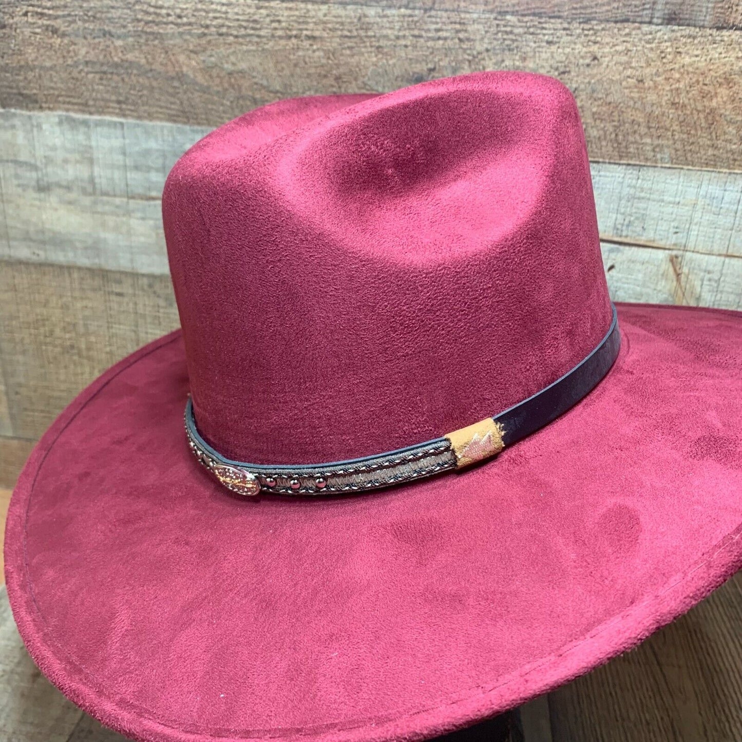 Faux Felt Western Cowboy Cowgirl Wide Indiana Hat Tall Crown Short Brim Hat Tejana Copa Alta Texana Horma Indiana