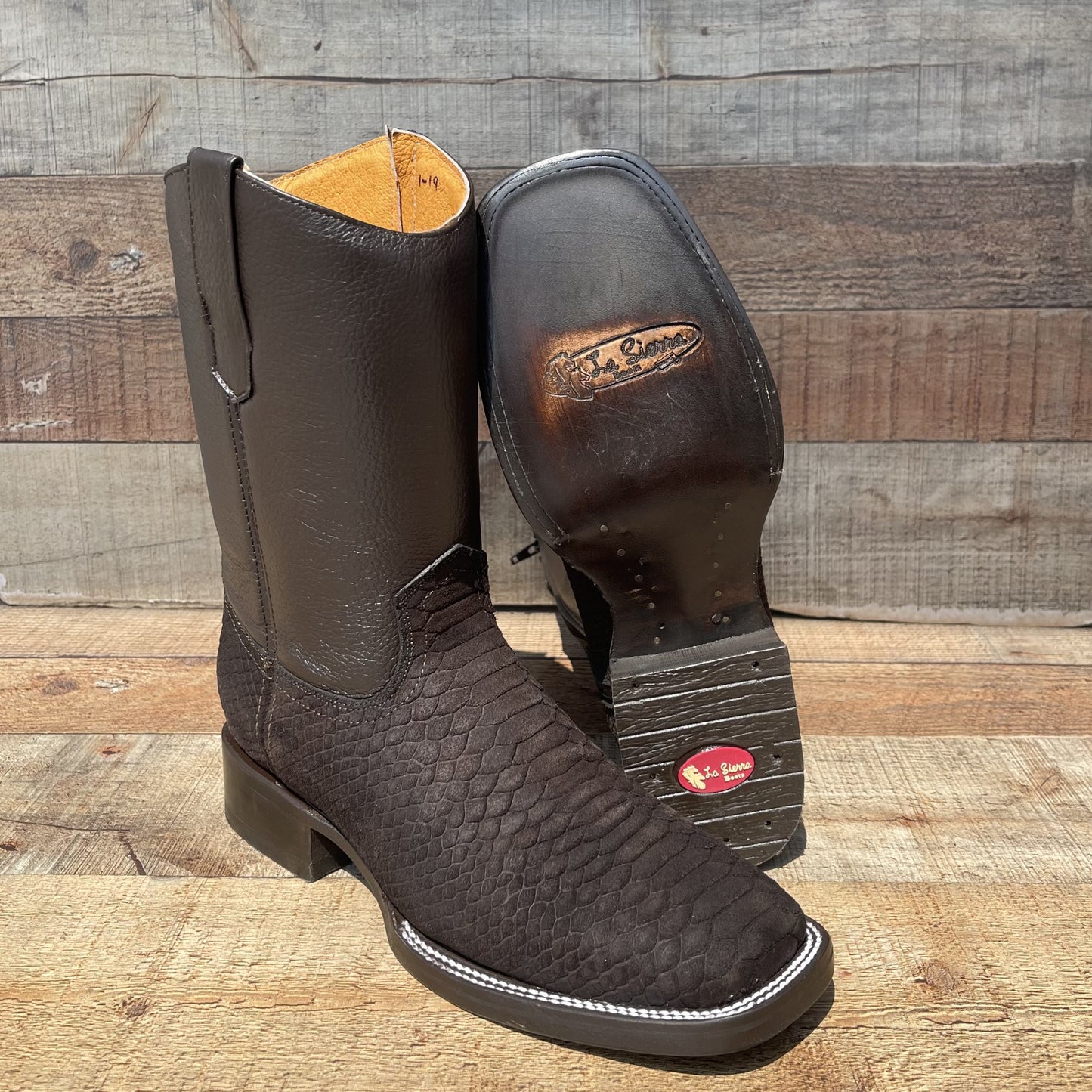 Men's Western Cowboy Side Zipper Genuine Leather with Python Print Est.262 Piton Cierre