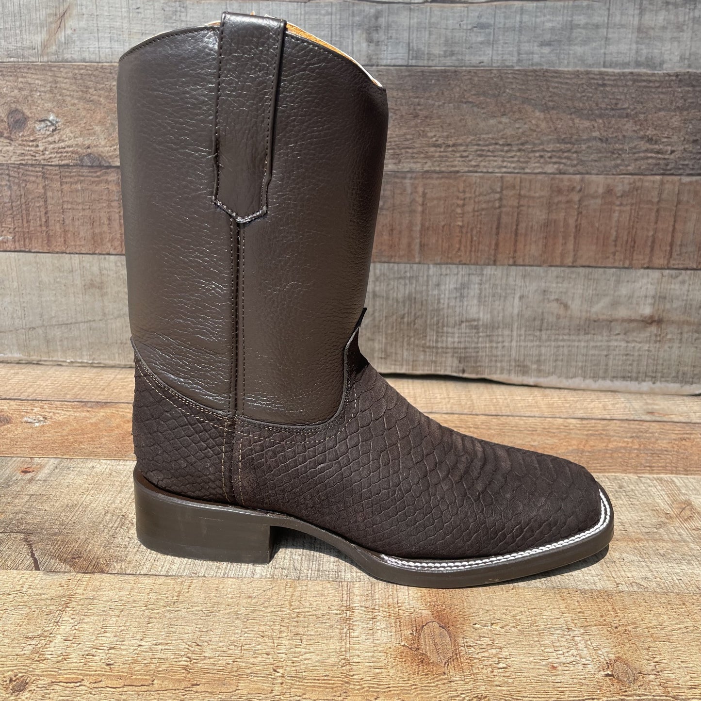 Men's Western Cowboy Side Zipper Genuine Leather with Python Print Est.262 Piton Cierre