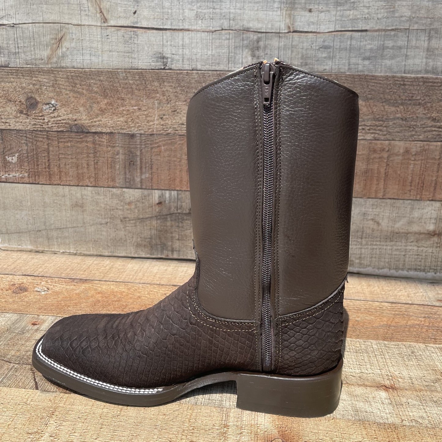 Men's Western Cowboy Side Zipper Genuine Leather with Python Print Est.262 Piton Cierre