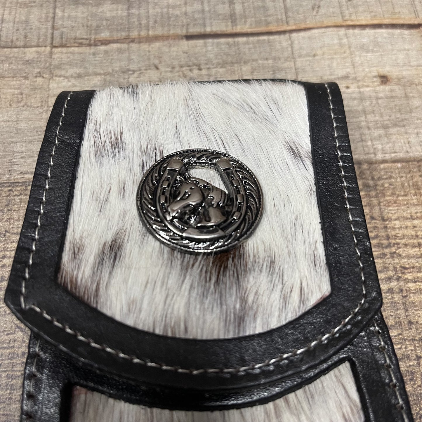 Men's Phone Case Genuine Cow Hair and Cow Leather Funda Pelo de Vaca