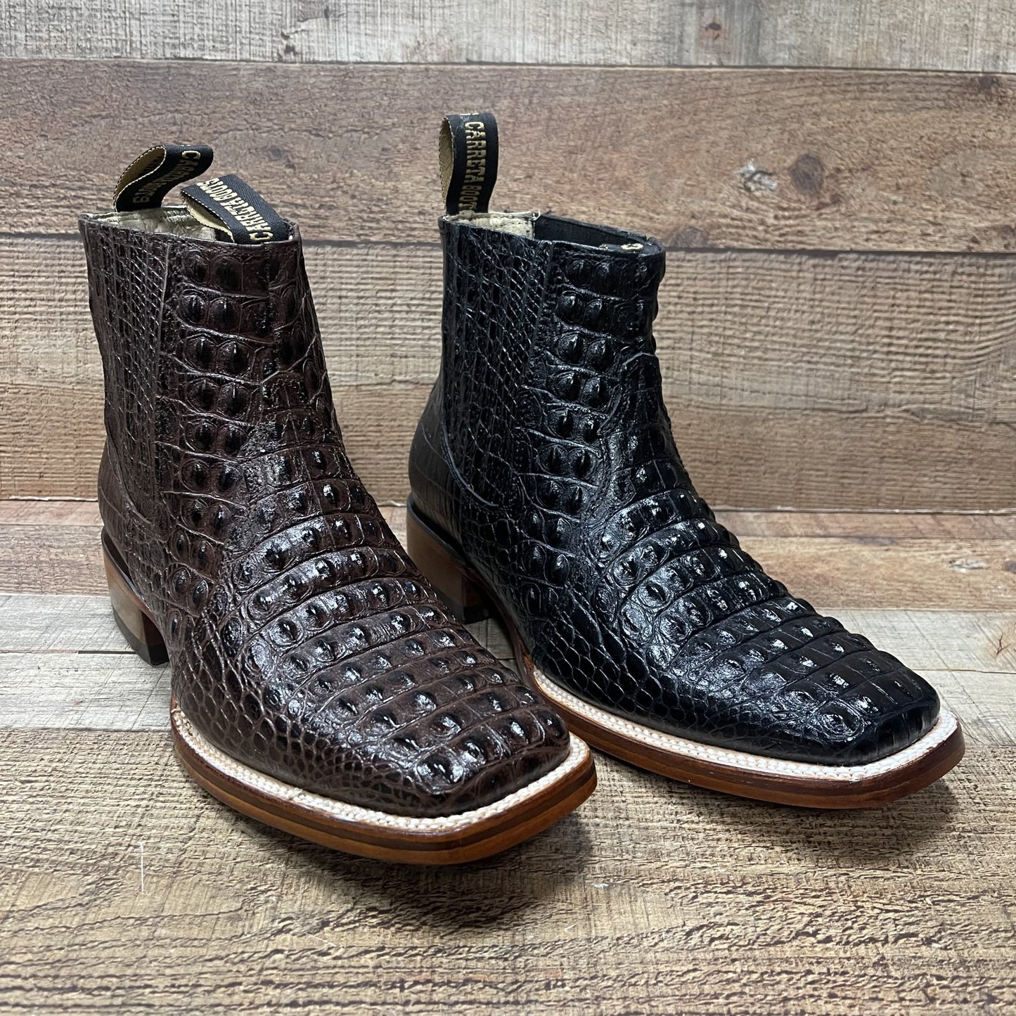 Men's Western Cowboy Crocodile Loin Print Genuine Cowhide Leather Ankle Boot Botin Est.382 Lomo Nilo