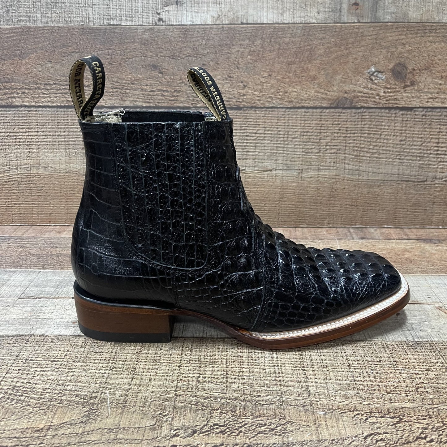 Men's Western Cowboy Crocodile Loin Print Genuine Cowhide Leather Ankle Boot Botin Est.382 Lomo Nilo