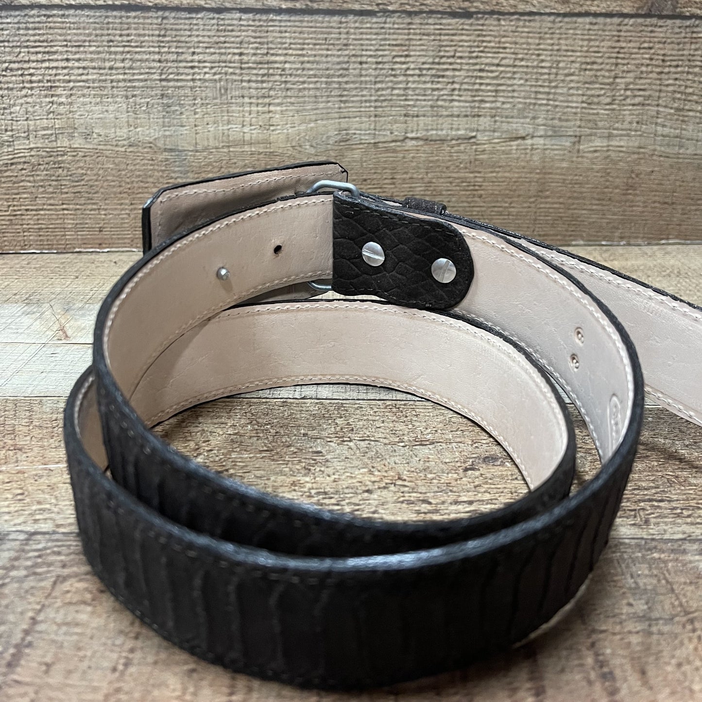 Men's Western Cowboy Genuine Leather Python Print Belt Cinto Imprenta Piton