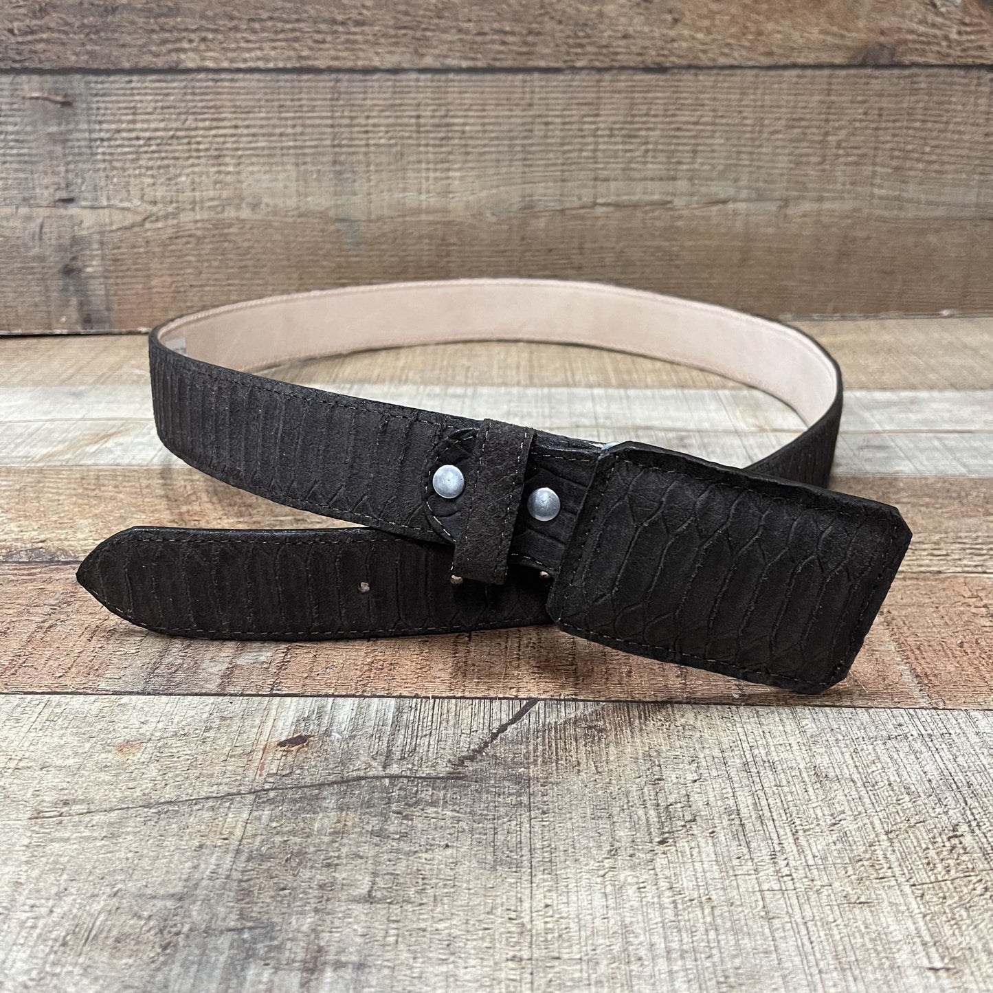 Men's Western Cowboy Genuine Leather Python Print Belt Cinto Imprenta Piton