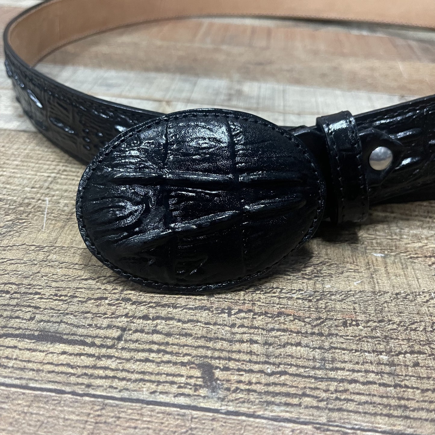 Men's Western Cowboy Genuine Cow Leather Crocodile Print Belt Round Buckle Cinto Cocodrilo Hebilla Redonda