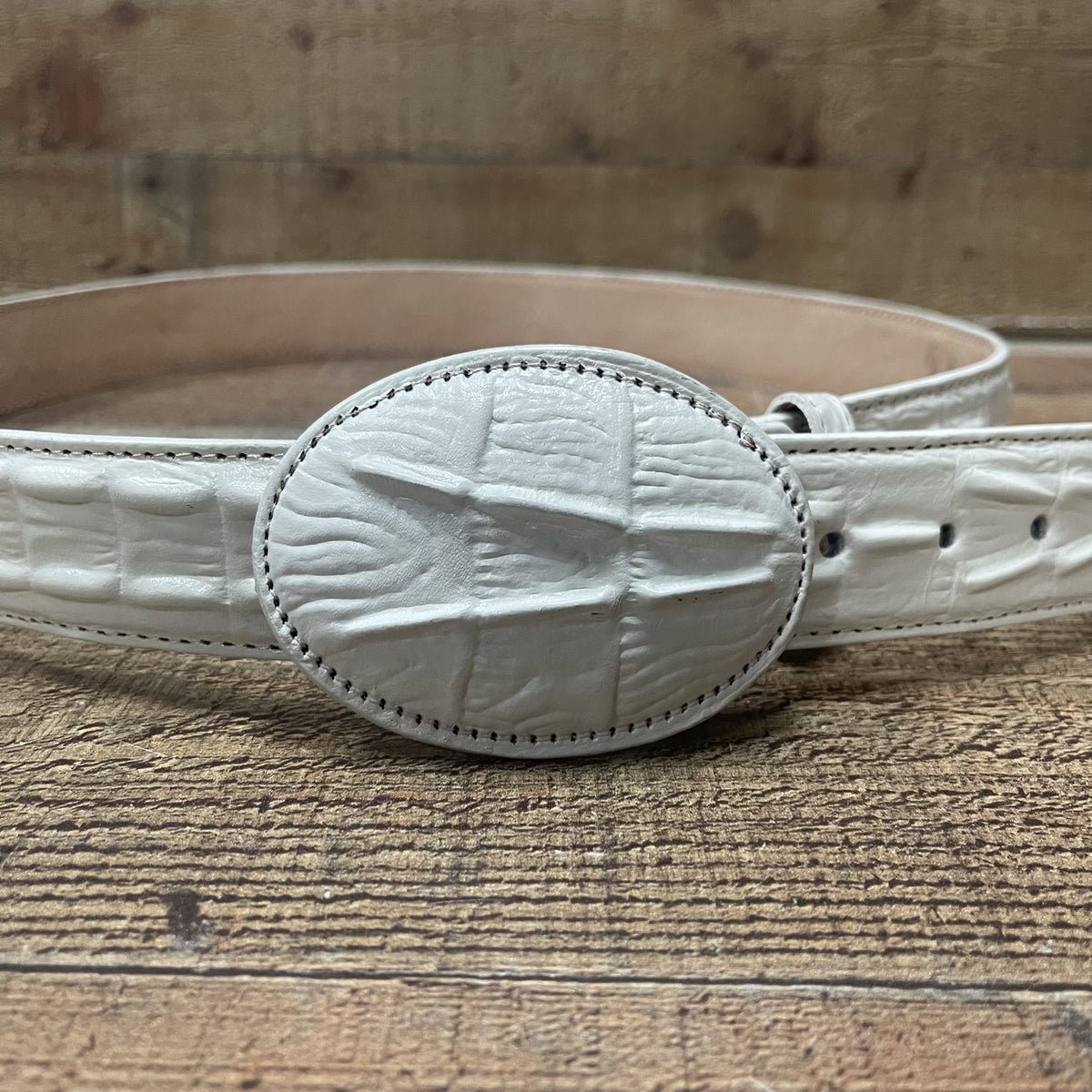 Crocodile Belt, Genuine Véritable Crocodile Leather 30 In, Silver Conchos/Buckle Men main image 4